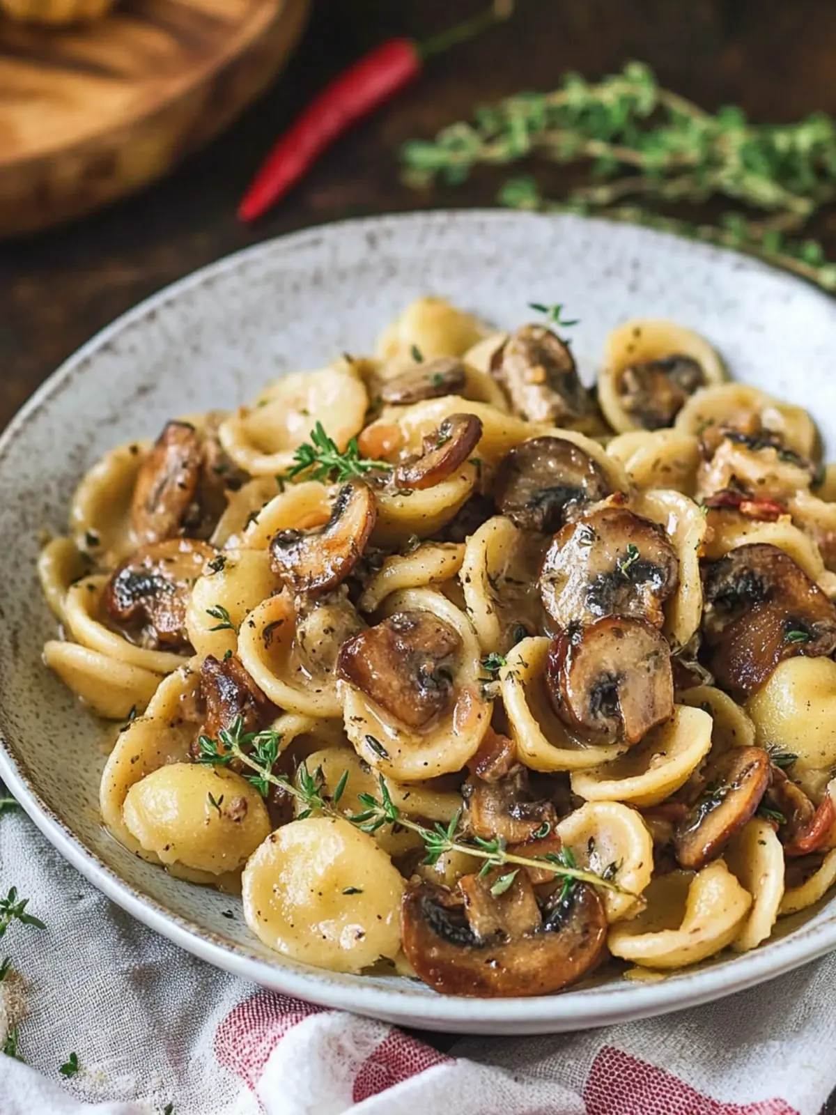 Delicious Orecchiette with Mushroom Thyme Sauce for Cozy Nights 3 Orecchiette with Mushroom Thyme Sauce