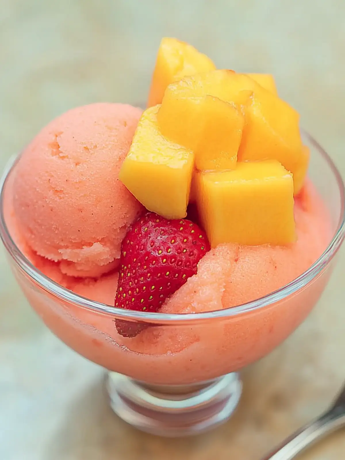 Creamy Mango Strawberry Sorbet: Guilt-Free Bliss in Every Scoop 3 Mango Strawberry Sorbet