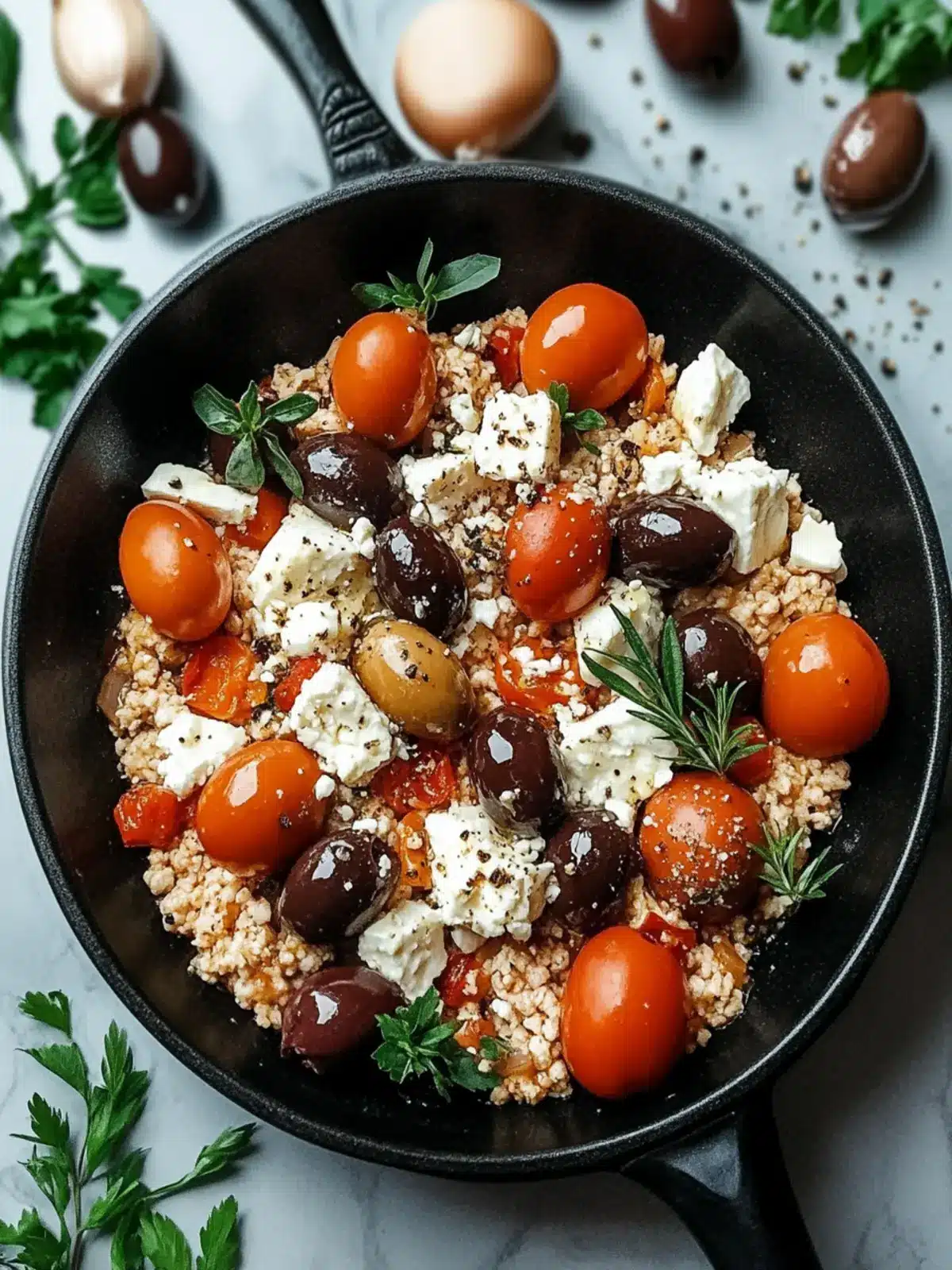 Savor Mediterranean Keto Ground Chicken Skillet with Olives and Feta 3 Mediterranean Keto Ground Chicken Skillet with Olives and Feta