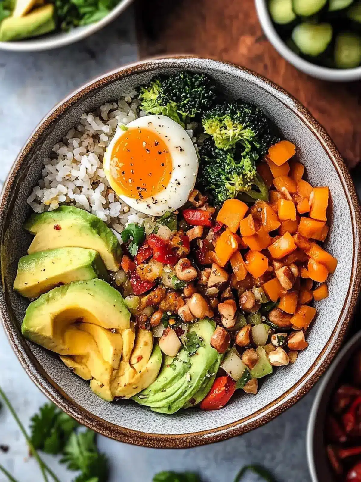 Delicious Buddha Bowl with Roasted Veggies and Avocado Egg 3 Buddha Bowl