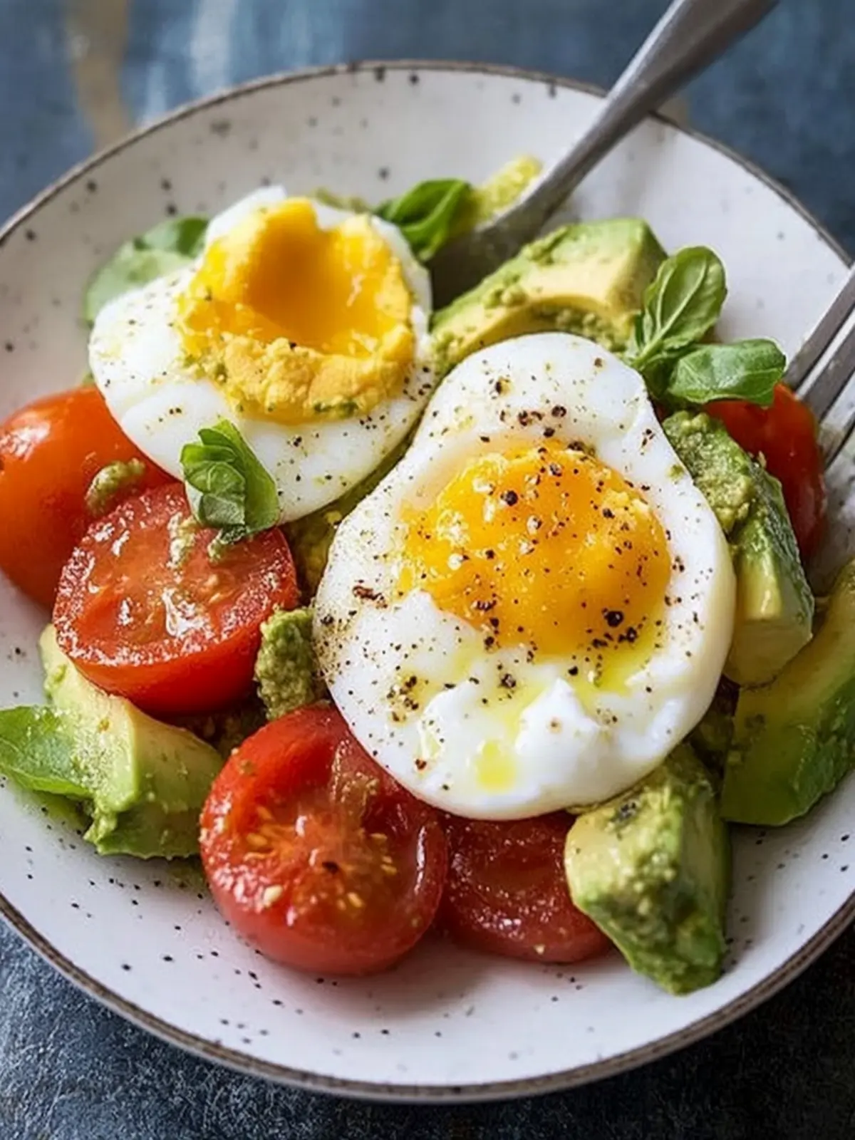 Delicious Pesto Tomato, Egg & Avocado Breakfast Salad Bliss 4 Pesto Tomato, Egg & Avocado Breakfast Salad