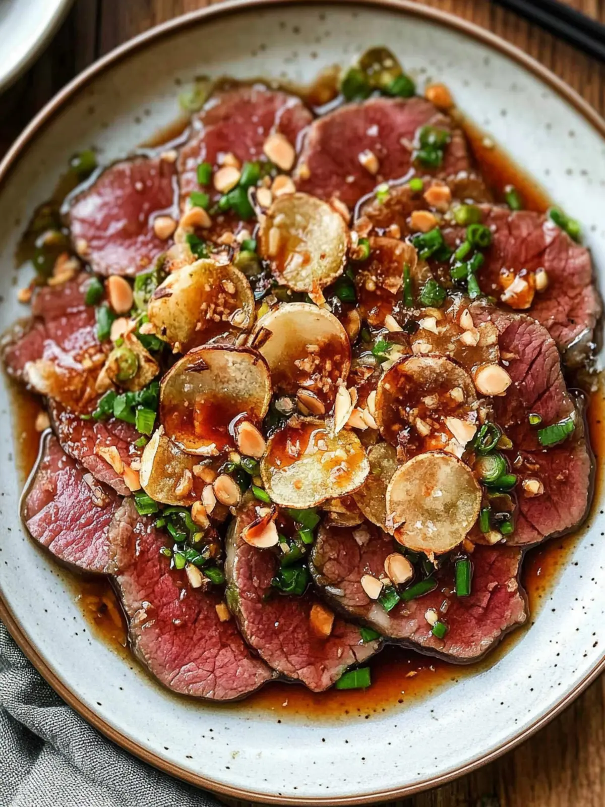 Beef Tataki with Garlic Chips & Ponzu: A Gourmet Delight at Home 2 Beef Tataki with Garlic Chips & Ponzu