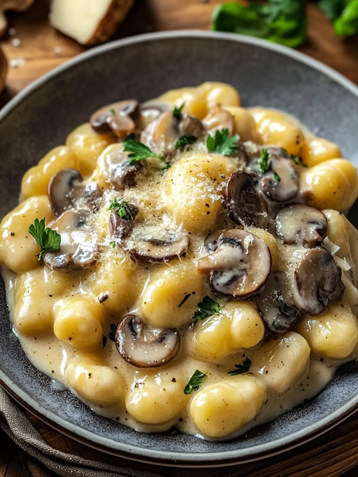 Mushroom Gnocchi with Parmesan Cream Sauce for Cozy Nights 2 Mushroom Gnocchi with Parmesan Cream Sauce