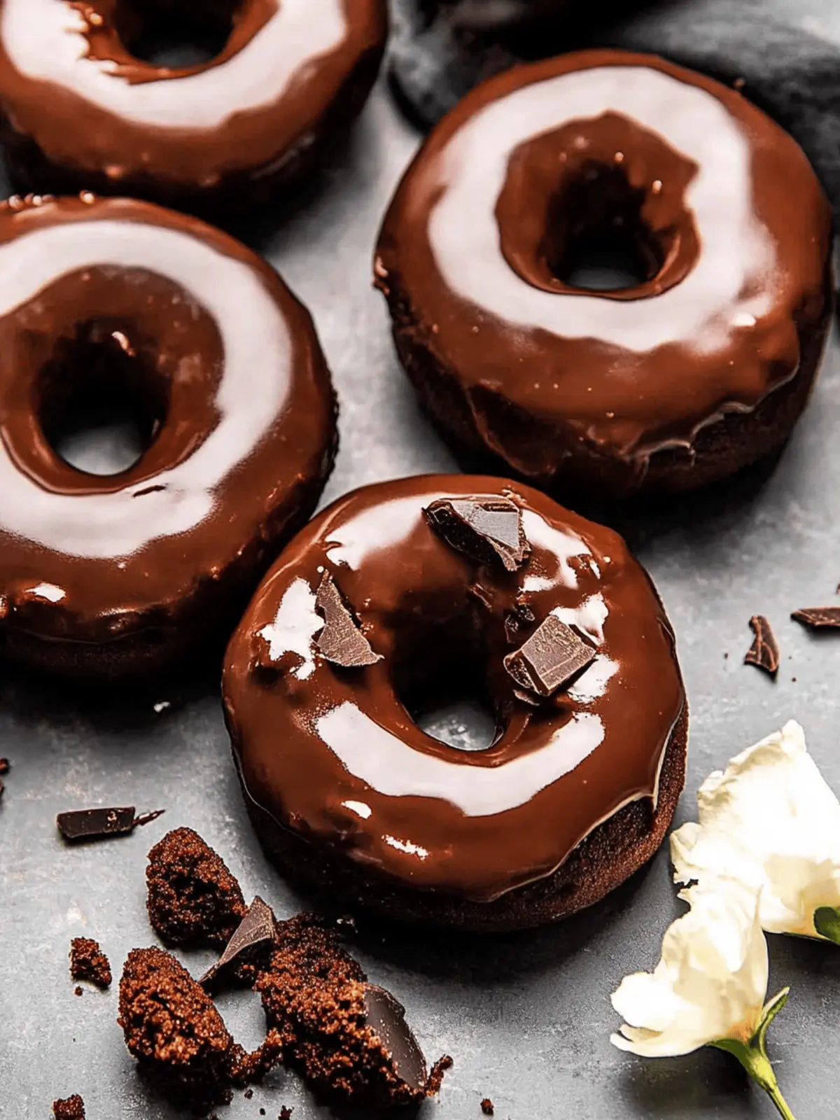 Healthier Baked Chocolate Fudge Glazed Doughnuts for Guilt-Free Indulgence 4 Baked Chocolate Fudge Glazed Doughnuts.