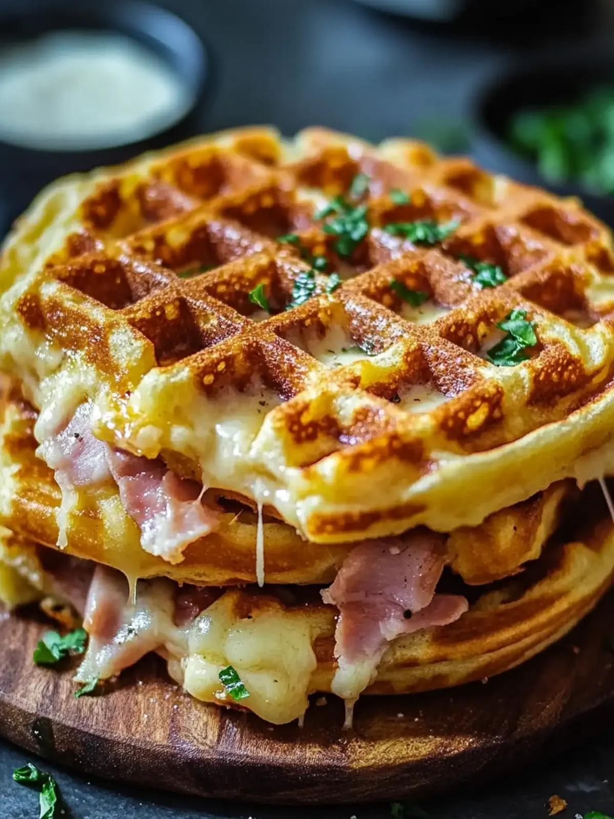 Ham and Cheese Chaffles: Your Crunchy Keto Breakfast Bliss 3 Ham and Cheese Chaffles