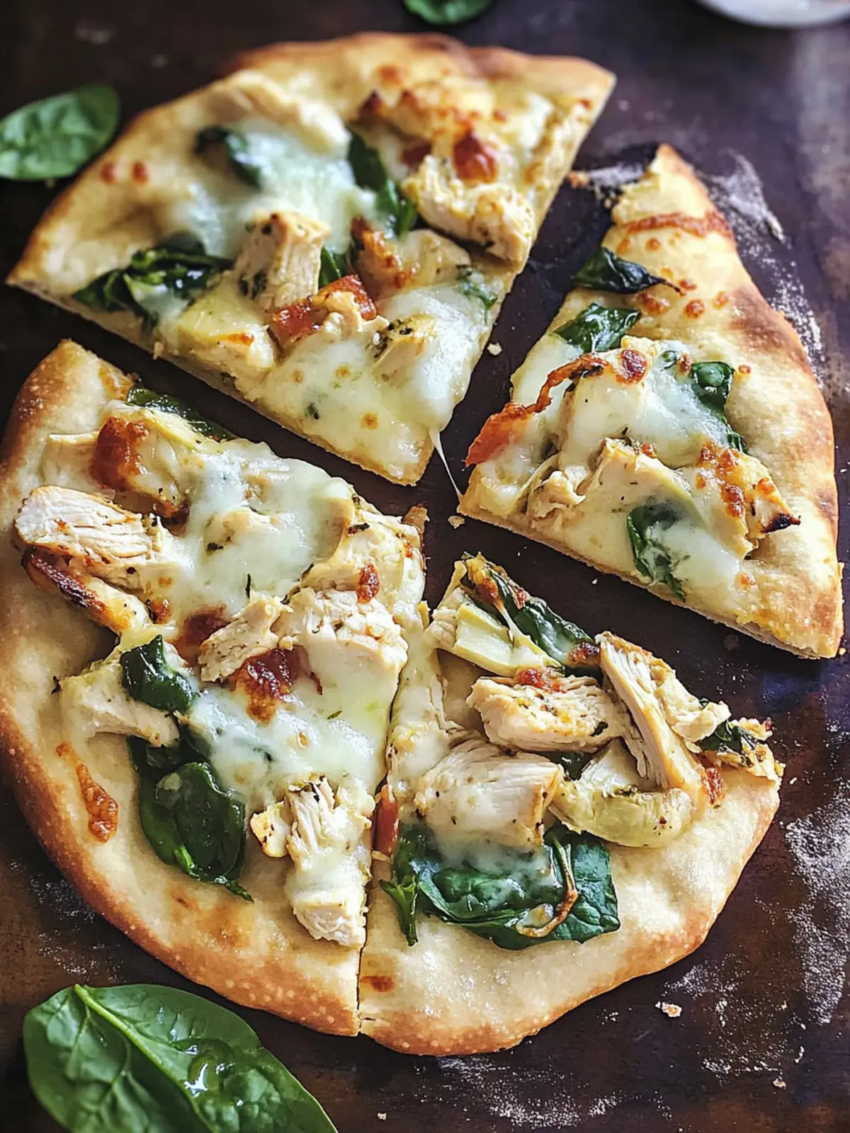 Chicken Spinach Artichoke Pizza on Flatbread Made Easy 4 Chicken Spinach Artichoke Pizza on Flatbread