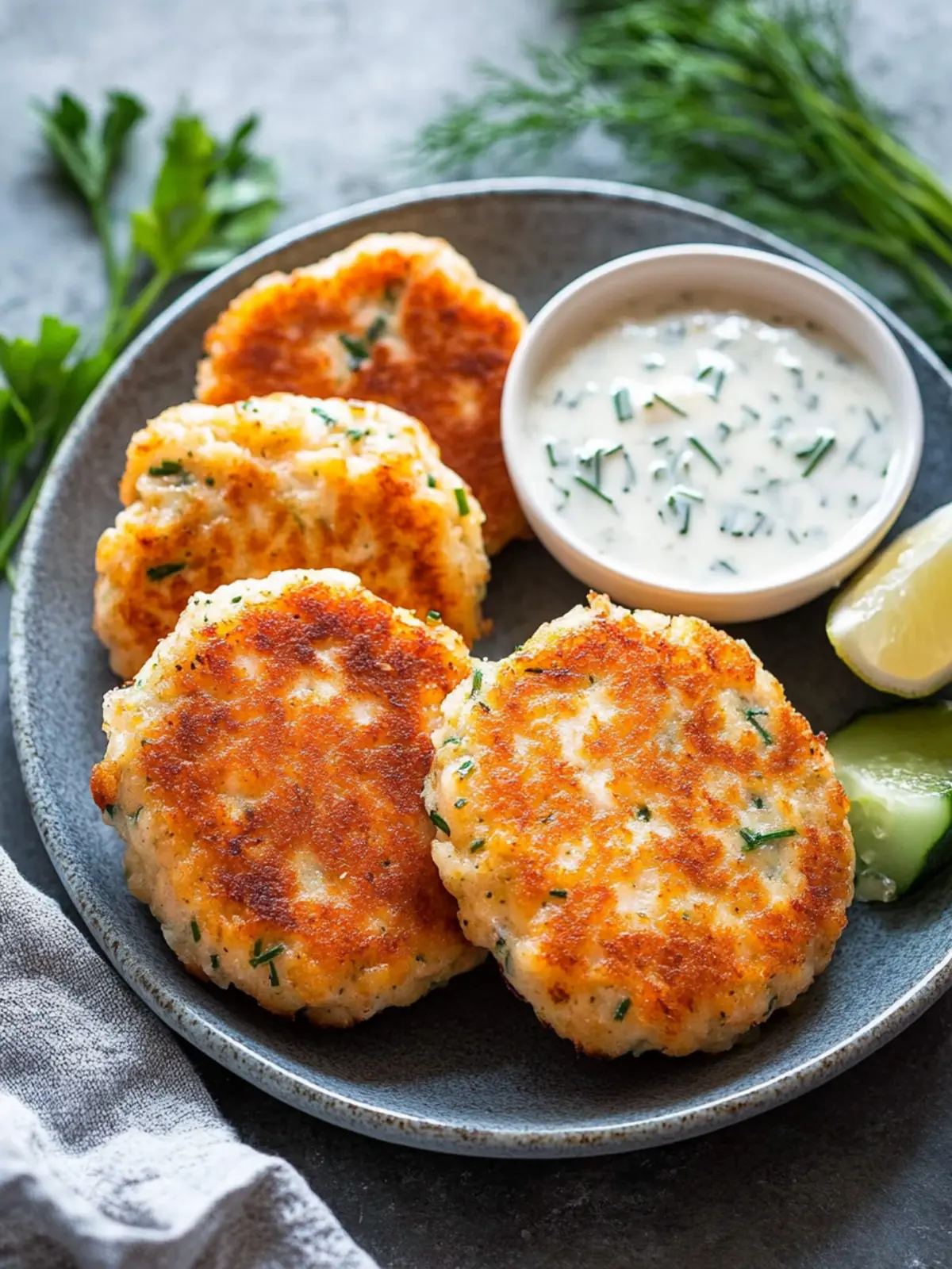 Irresistible Salmon Cakes with Chive and Garlic Sauce Recipe 3 Salmon Cakes with Chive and Garlic Sauce