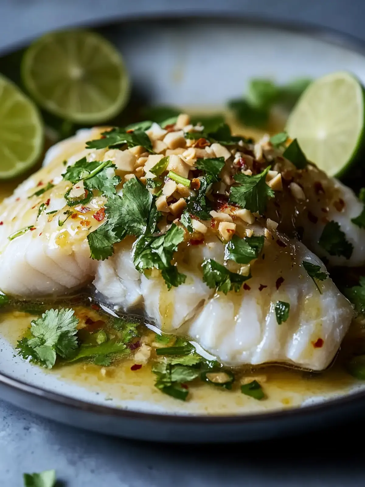 Zesty Thai Lime-Garlic Steamed Fish with Coconut Lemongrass Sauce 2 Thai Lime-Garlic Steamed Fish with Coconut Lemongrass Sauce