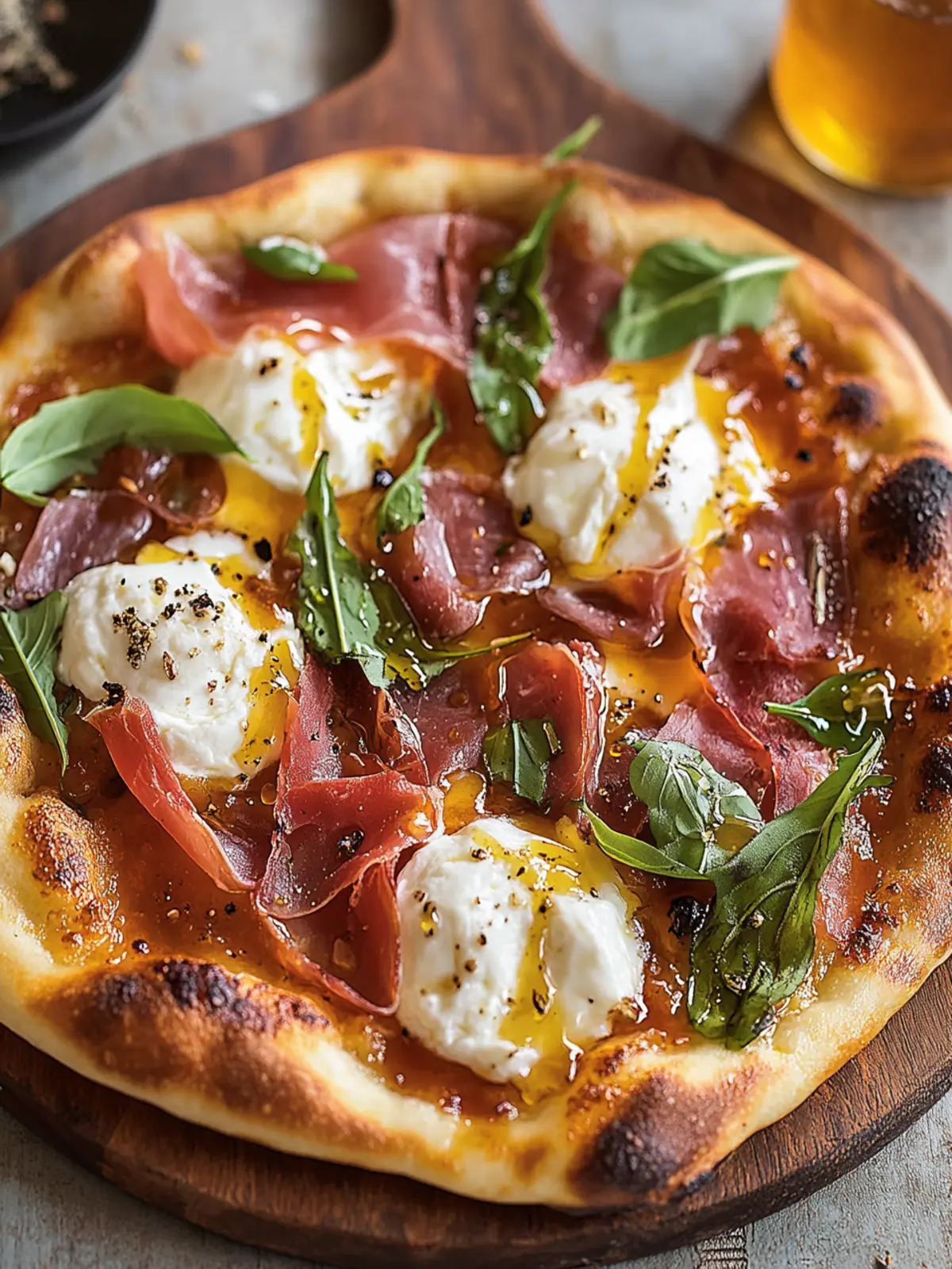 Sweet & Savory Prosciutto and Honey Burrata Pizza Delight 3 Prosciutto and Honey Burrata Pizza