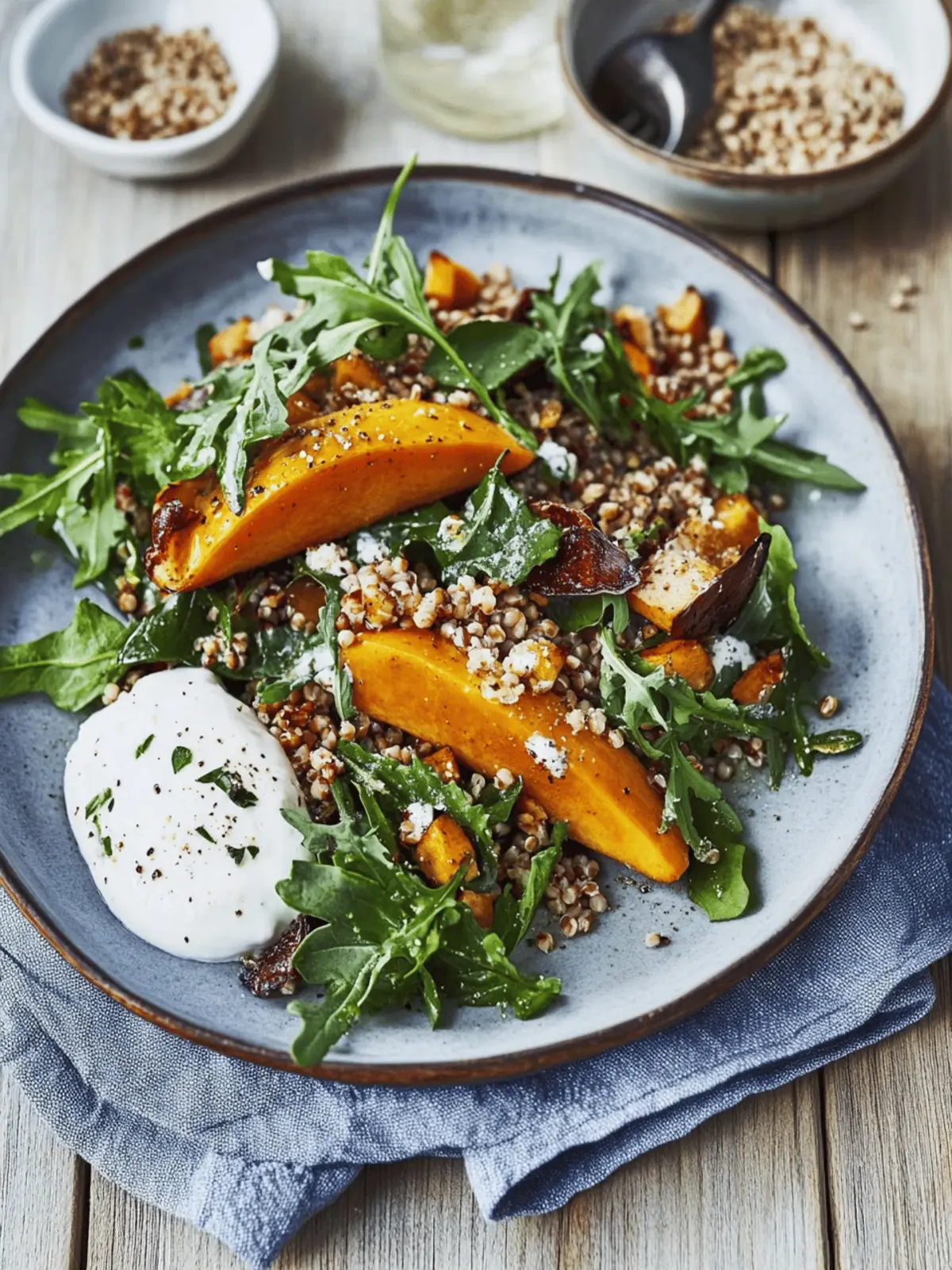 Savor This Warm Roast Pumpkin Salad with Grains & Spiced Yoghurt 3 Warm Roast Pumpkin Salad with Grains, Greens & Spiced Yoghurt