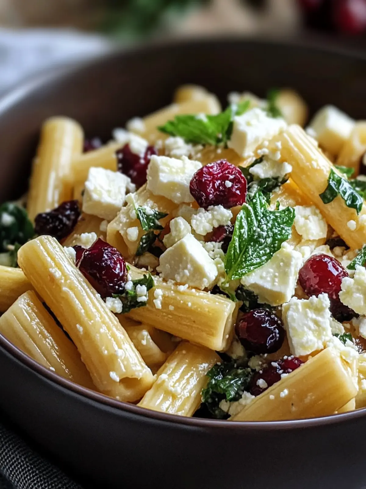 Feta & Cranberry Rigatoni Salad with Zesty Lemon Vinaigrette Delight 2 Feta & Cranberry Rigatoni Salad with Lemon Vinaigrette