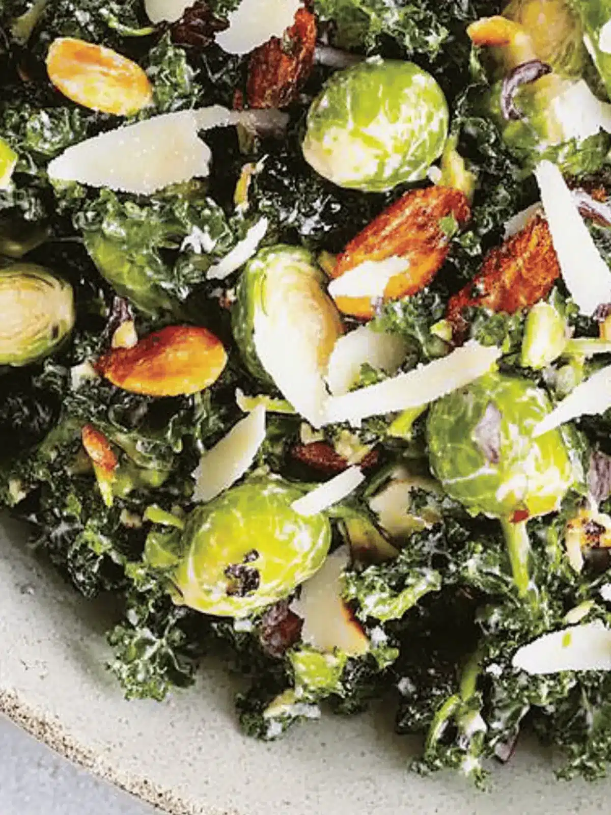 Kale and Brussels Sprout Salad with Sweet Raisin Vinaigrette 2 Kale and Brussels Sprout Salad