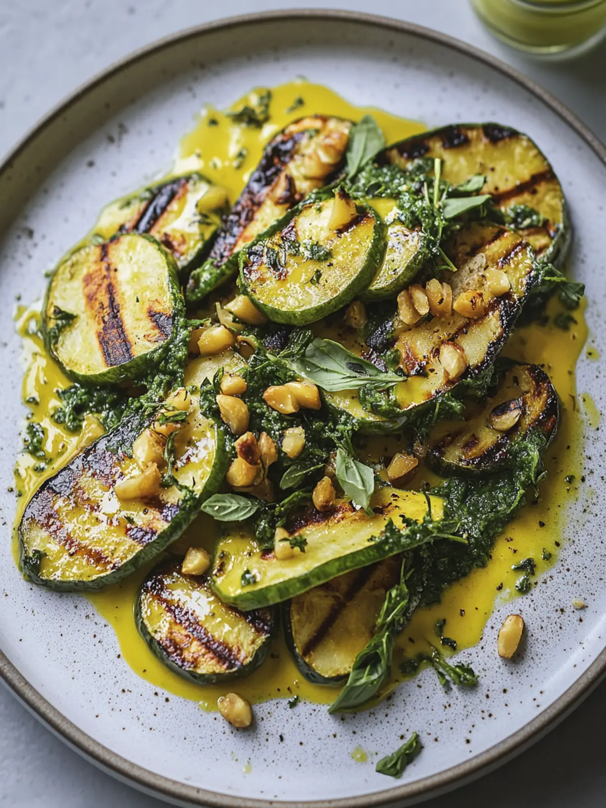 Golden Tahini with Grilled Zucchini, Herbs, and Pine Nuts Bliss 3 GOLDEN TAHINI WITH GRILLED ZUCCHINI, HERBS, AND PINE NUTS