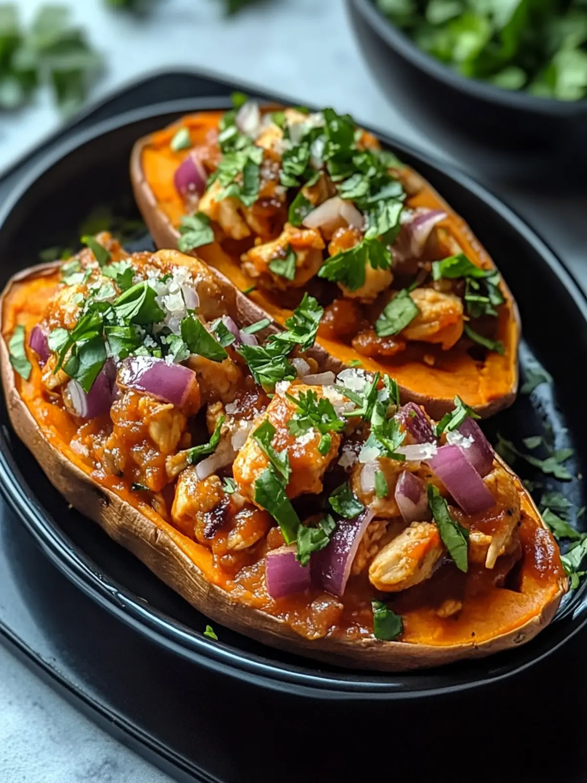 BBQ Chicken Stuffed Sweet Potatoes for Ultimate Comfort Food 4 BBQ Chicken Stuffed Sweet Potatoes