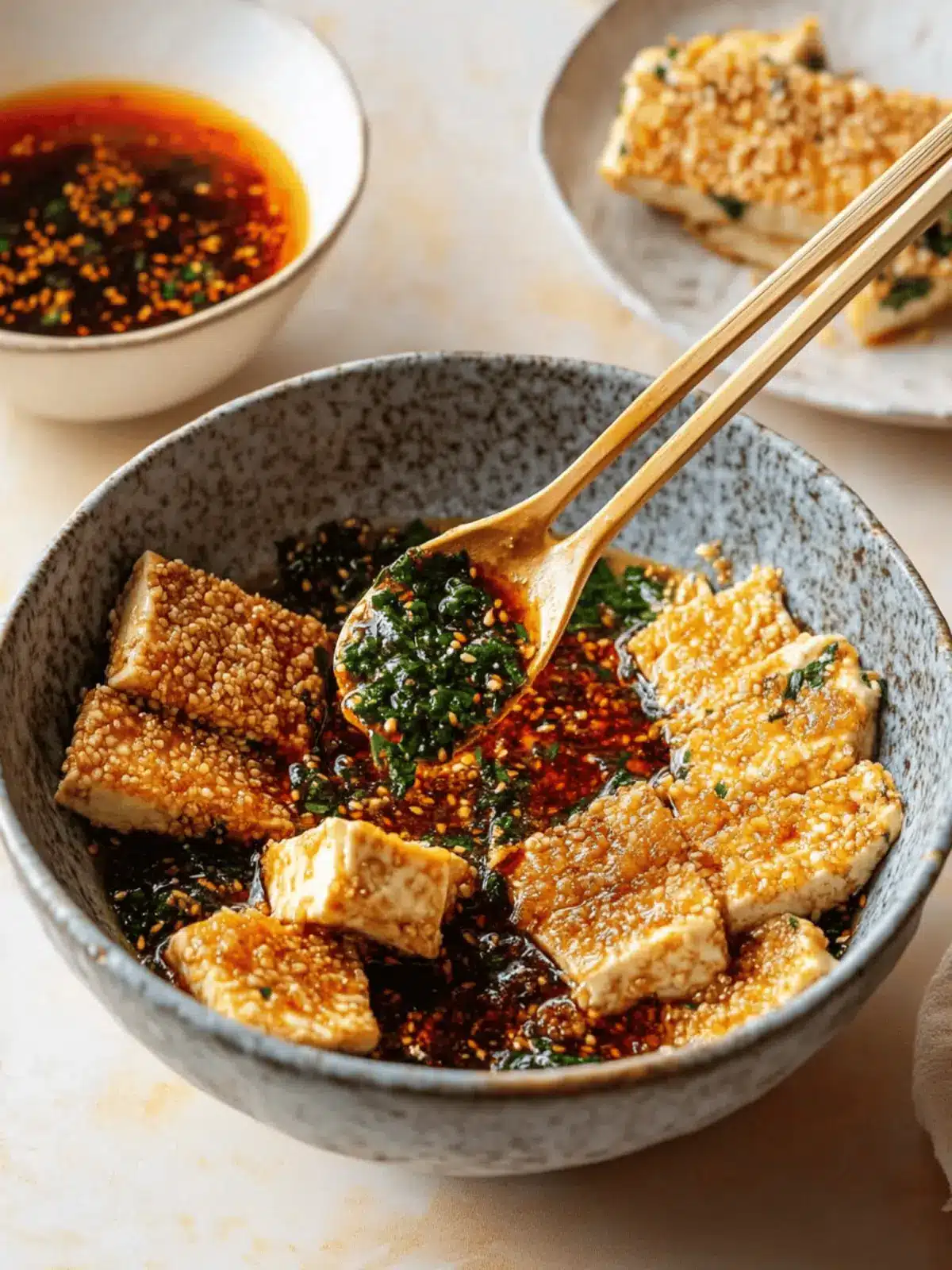 Crispy Sesame-Crusted Tofu with Spicy Dipping Sauce Delight 2 Sesame-Crusted Tofu with Spicy Dipping Sauce