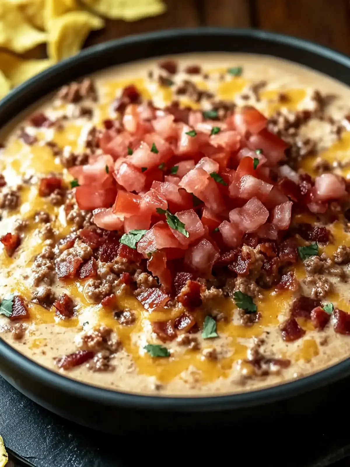 Bacon Cheeseburger Queso Dip: Your New Favorite Party App! 2 Bacon Cheeseburger Queso Dip
