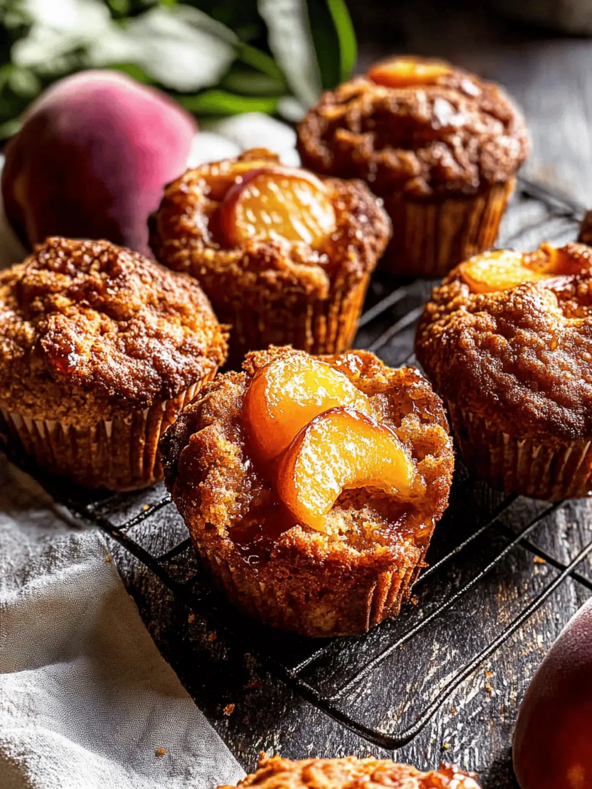 Jumbo Caramel Peach Cobbler Muffins for Summer Bliss 2 Jumbo Caramel Peach Cobbler Muffins.