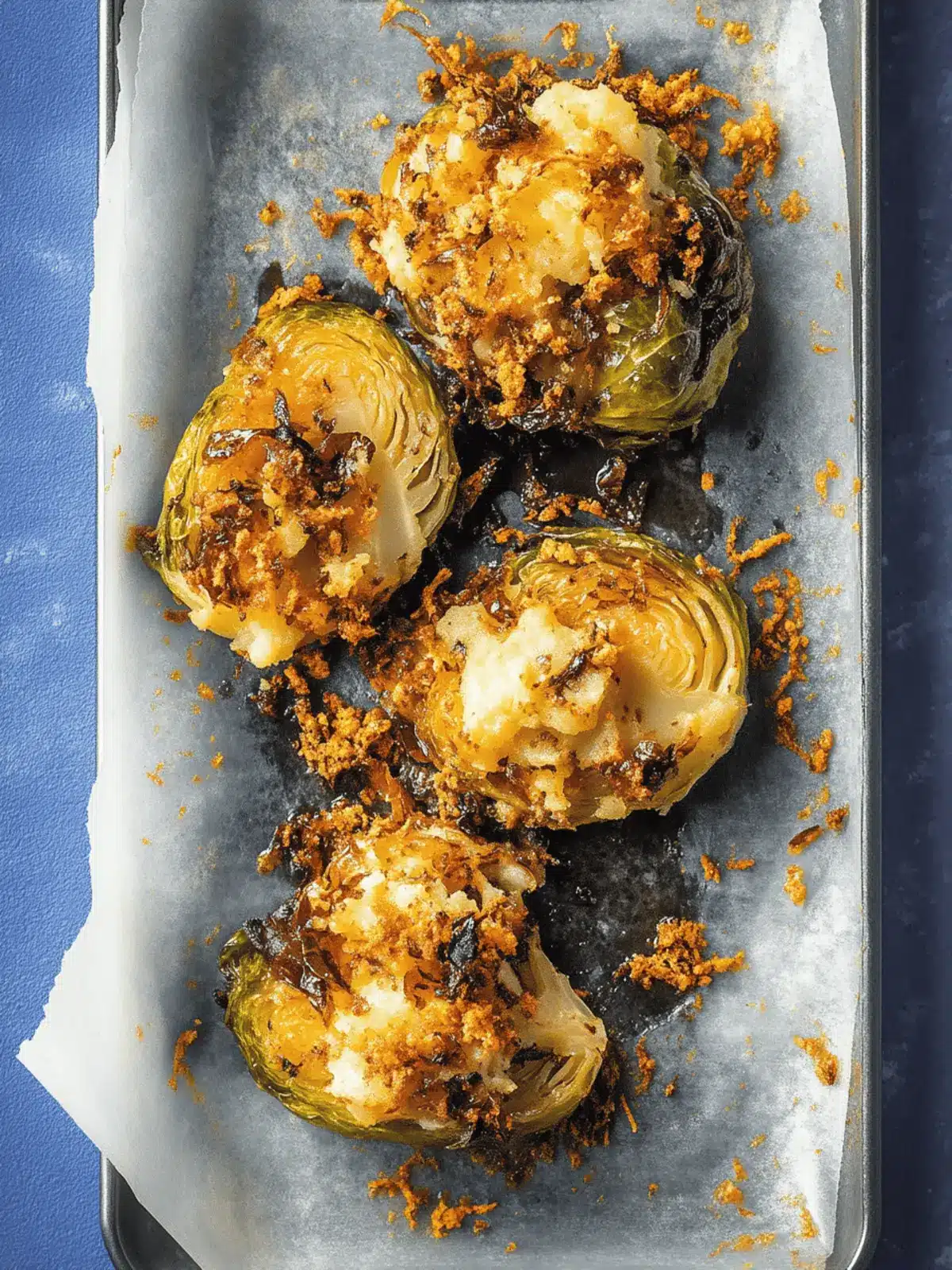 Crispy Smashed Brussels Sprouts with Blue Cheese Bliss 4 Smashed Brussel Sprouts