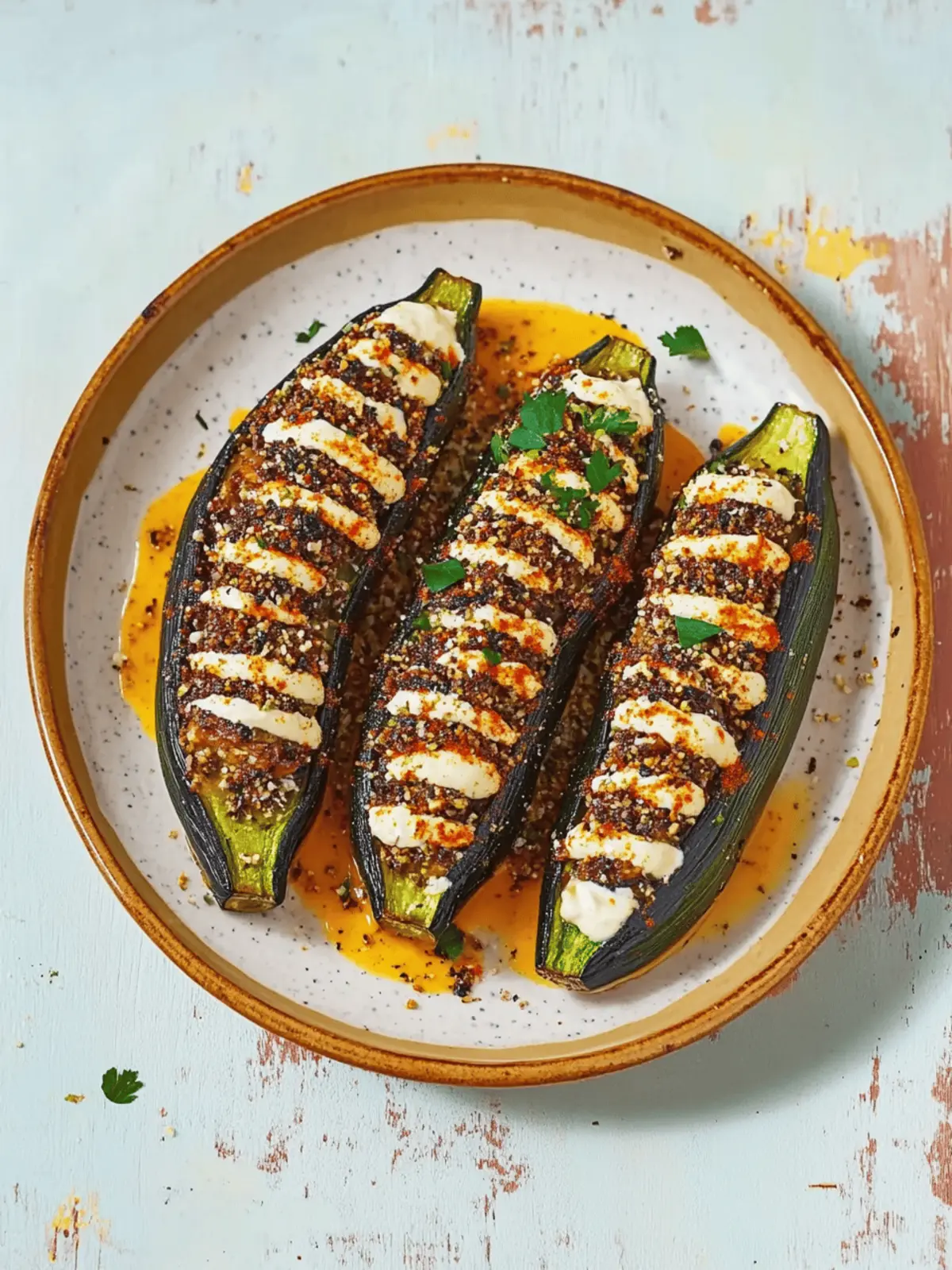Harissa Hasselback Courgettes with Savory Butter Bean Dip 2 Harissa hasselback courgettes with butter bean and tahini dip and dukkah