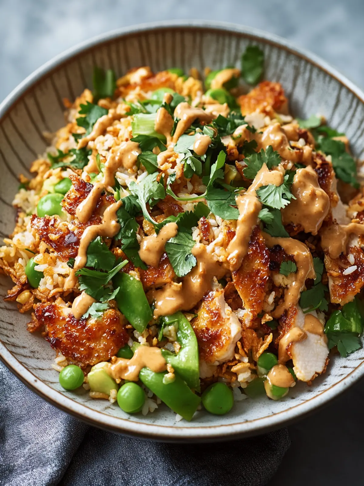 Savor Chicken Crispy Rice Salad with Creamy Peanut Dressing 2 Chicken Crispy Rice Salad with Peanut Dressing