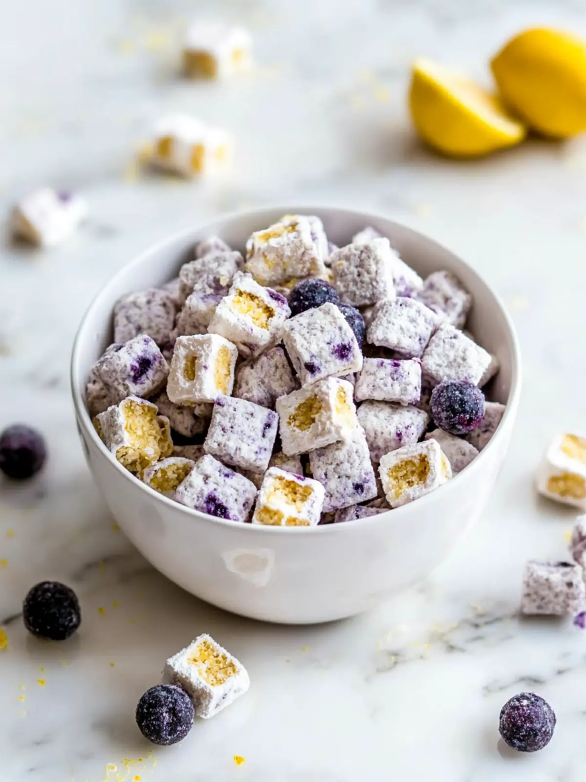 Blueberry Lemon Cheesecake Puppy Chow: No-Bake Bliss Awaits 4 Blueberry Lemon Cheesecake Puppy Chow