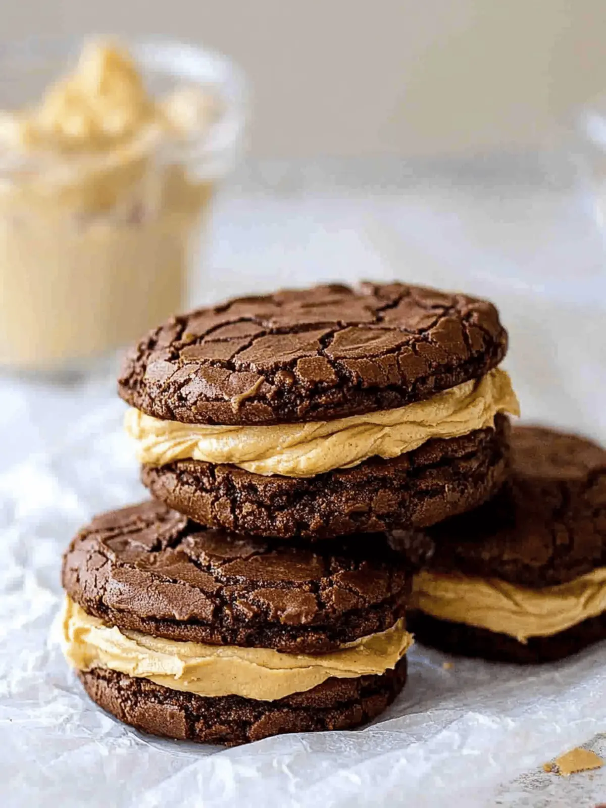 Ultimate Brownie Cookie Sandwich with Peanut Butter Frosting Delight 3 Brownie Cookie Sandwich with Peanut Butter Frosting