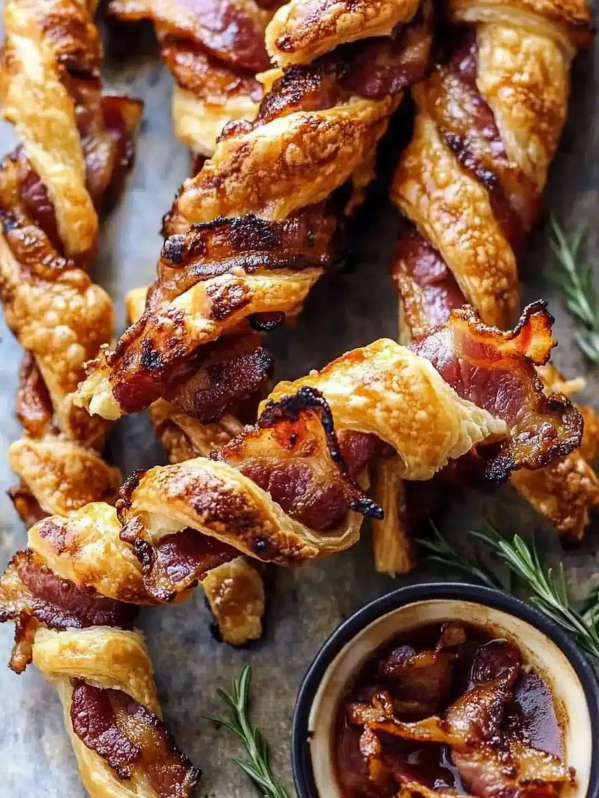 Sweet and Savory Cheesy Bacon Wrapped Puff Pastry Twists Delight 2 Sweet and Savory Cheesy Bacon Wrapped Puff Pastry Twists.