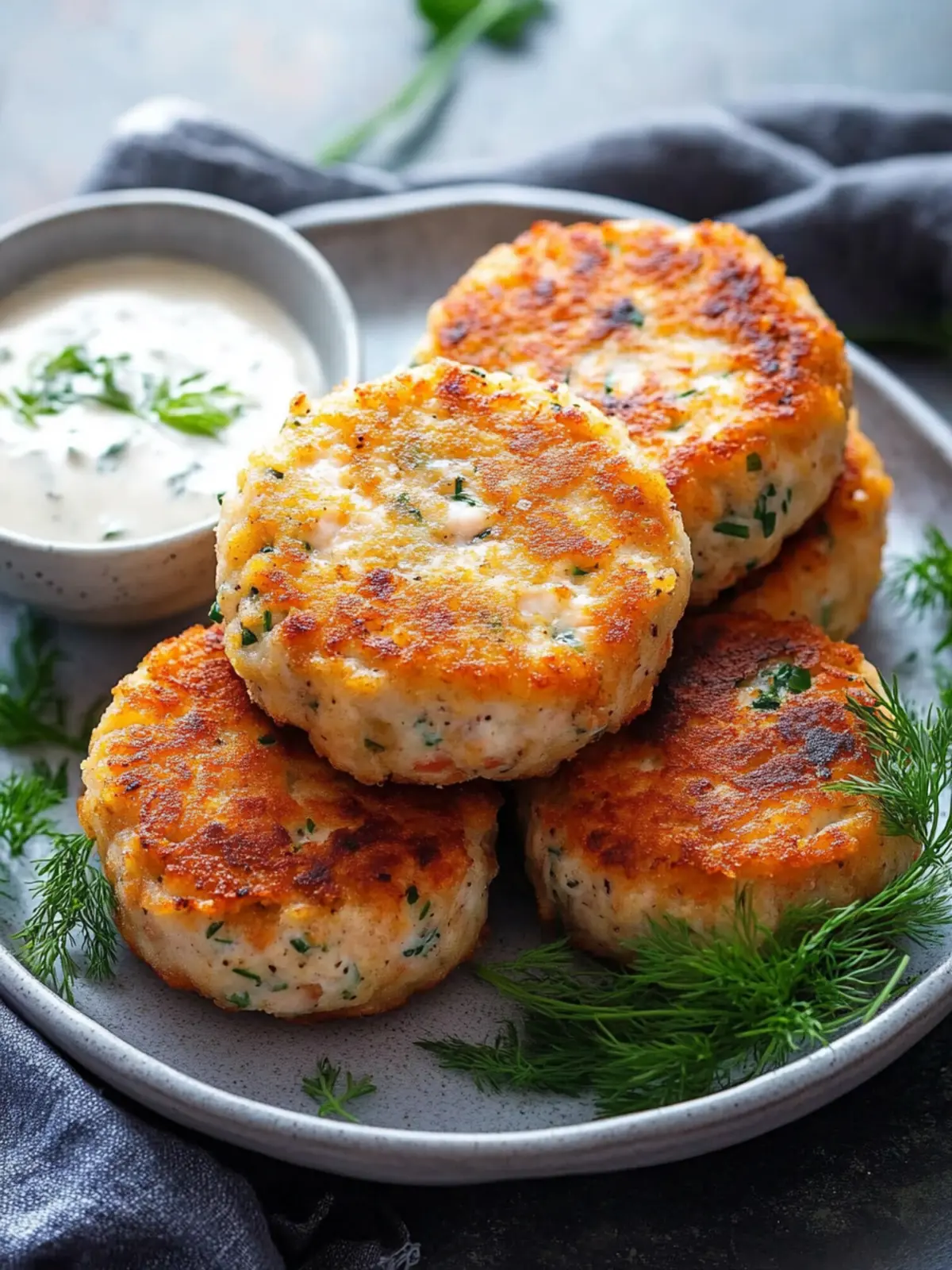 Irresistible Salmon Cakes with Chive and Garlic Sauce Recipe 4 Salmon Cakes with Chive and Garlic Sauce