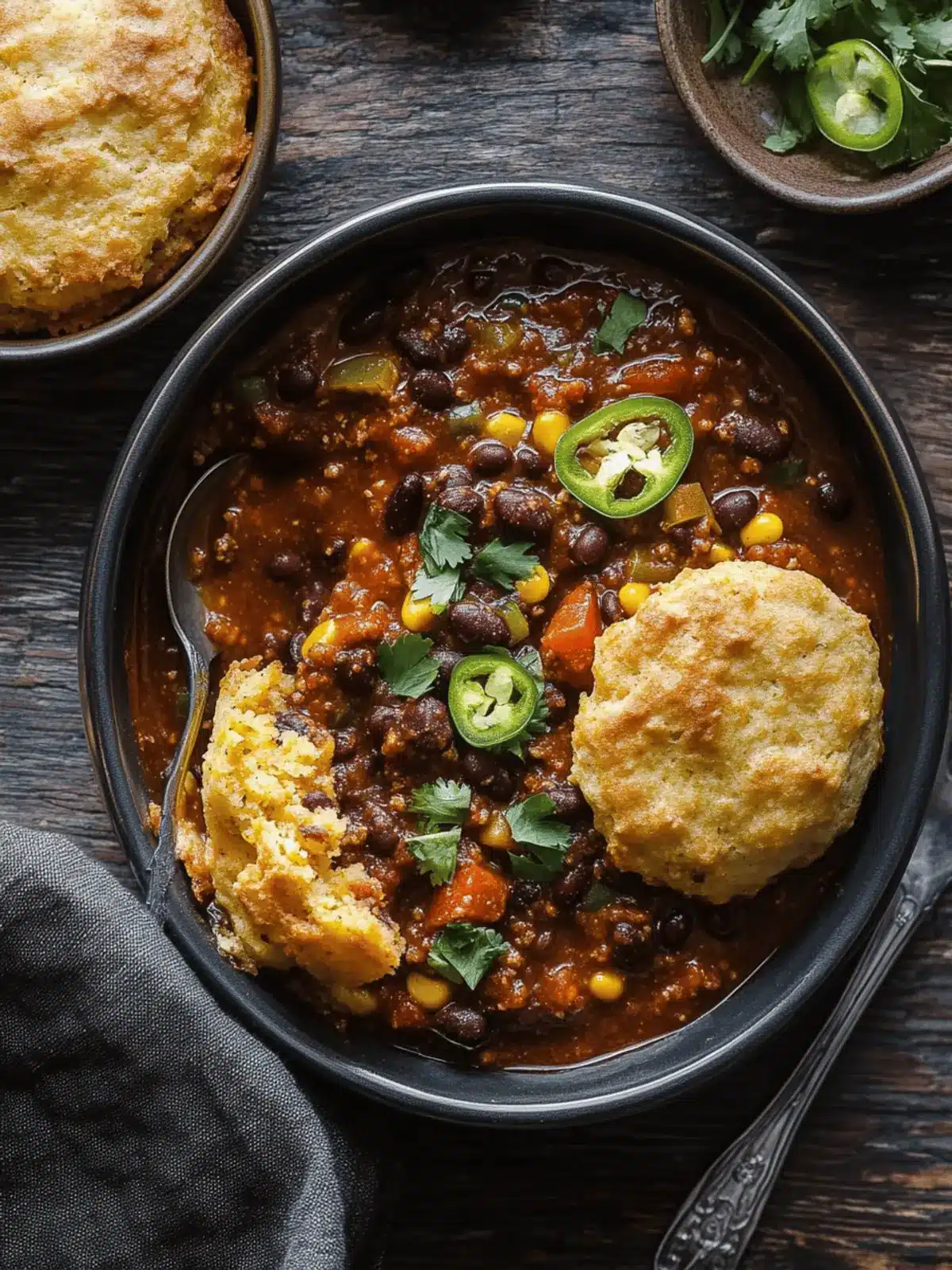 Savor the Comfort of Black Bean Chili with Cornbread Biscuits 4 Black Bean Chili with Cornbread Biscuits