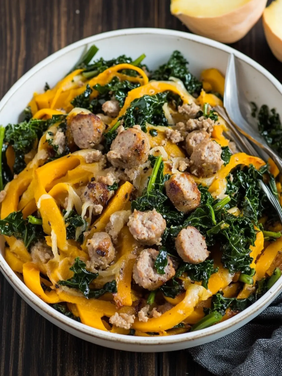 Savor Sausage and Kale over Butternut for a Cozy Dinner! 2 Sausage and Kale over Butternut