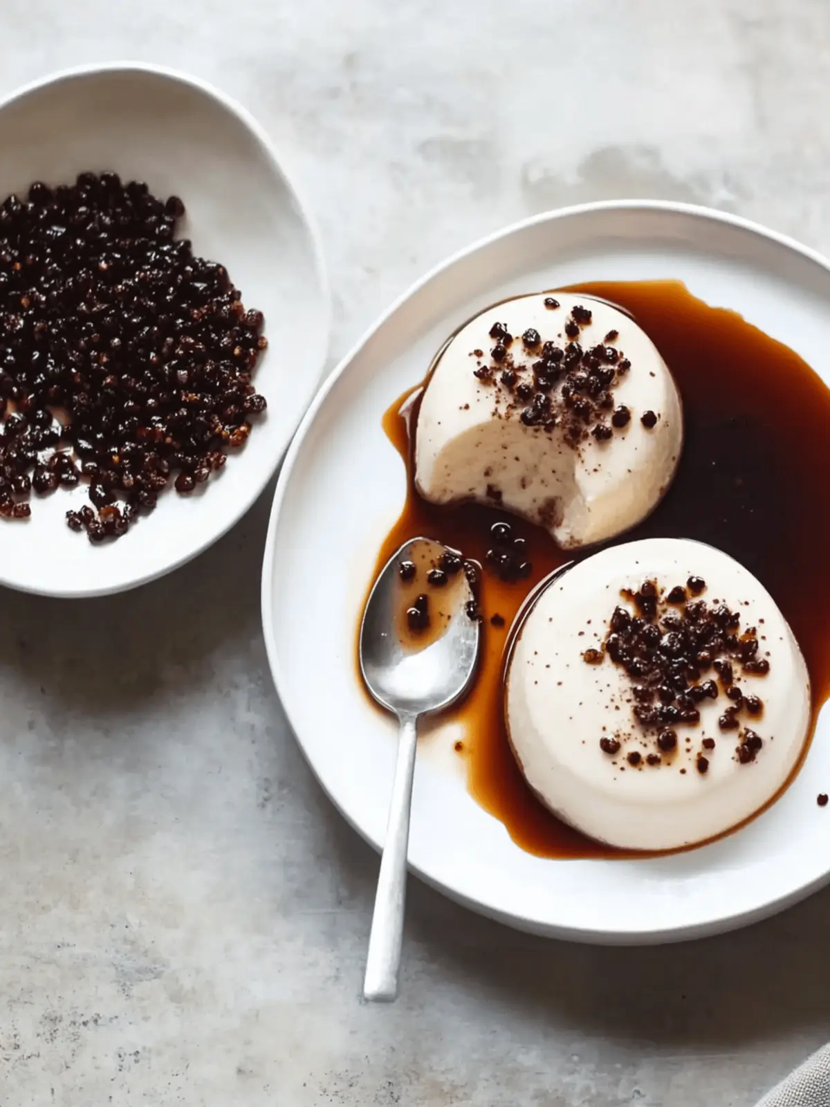Vegan Coconut Panna Cotta with Salty Maple Cacao Nibs Bliss 4 Coconut Panna Cotta with Salty Maple Cacao Nibs