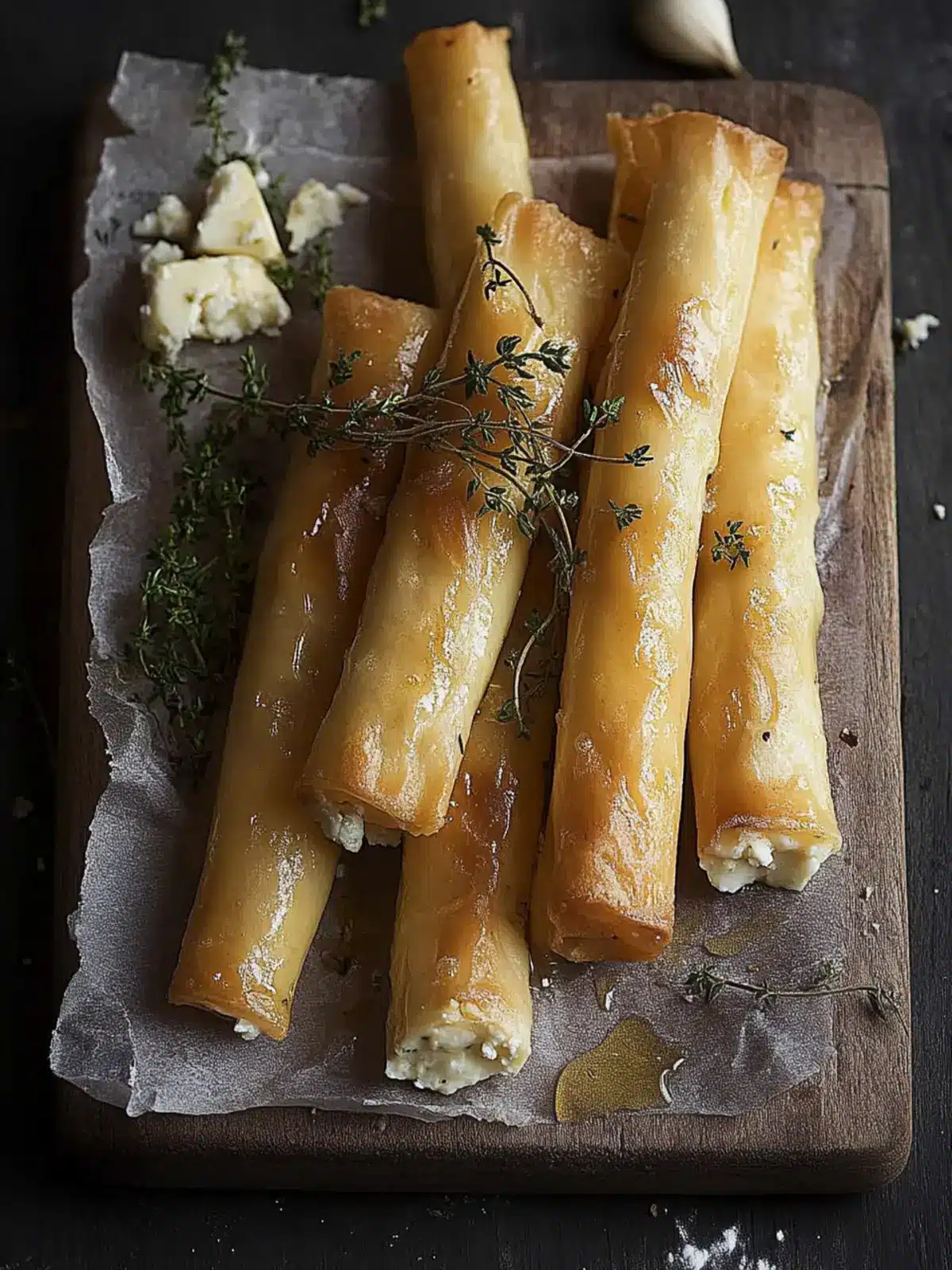 Delicious Baked Goats Cheese Cigars with Honey & Thyme Magic 3 Baked goats cheese cigars with honey & thyme