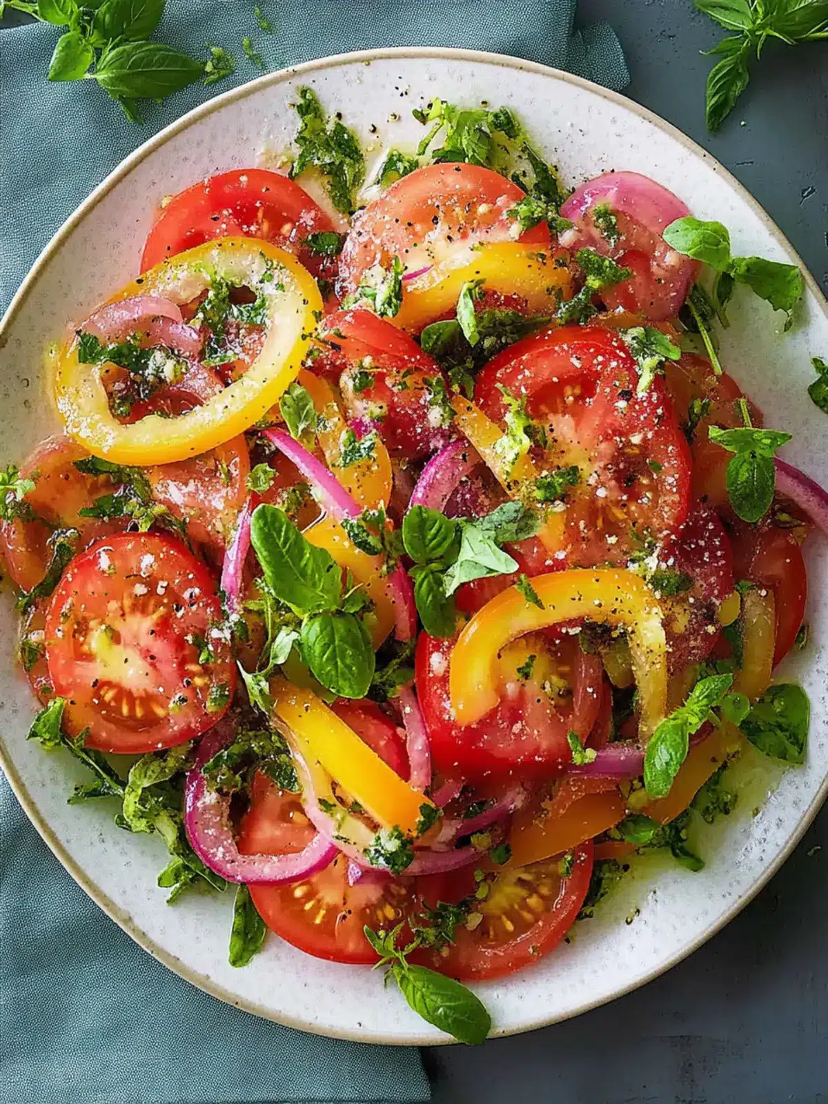 Summer Tomato Salad Bliss with Fresh Herbs and Zesty Flavor 2 Tomato Salad