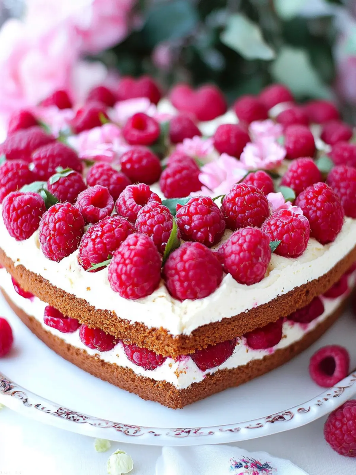 Delightful Raspberry Rose Heart Cake - Your Gluten-Free Celebration Treat 3 Raspberry Rose Heart Cake