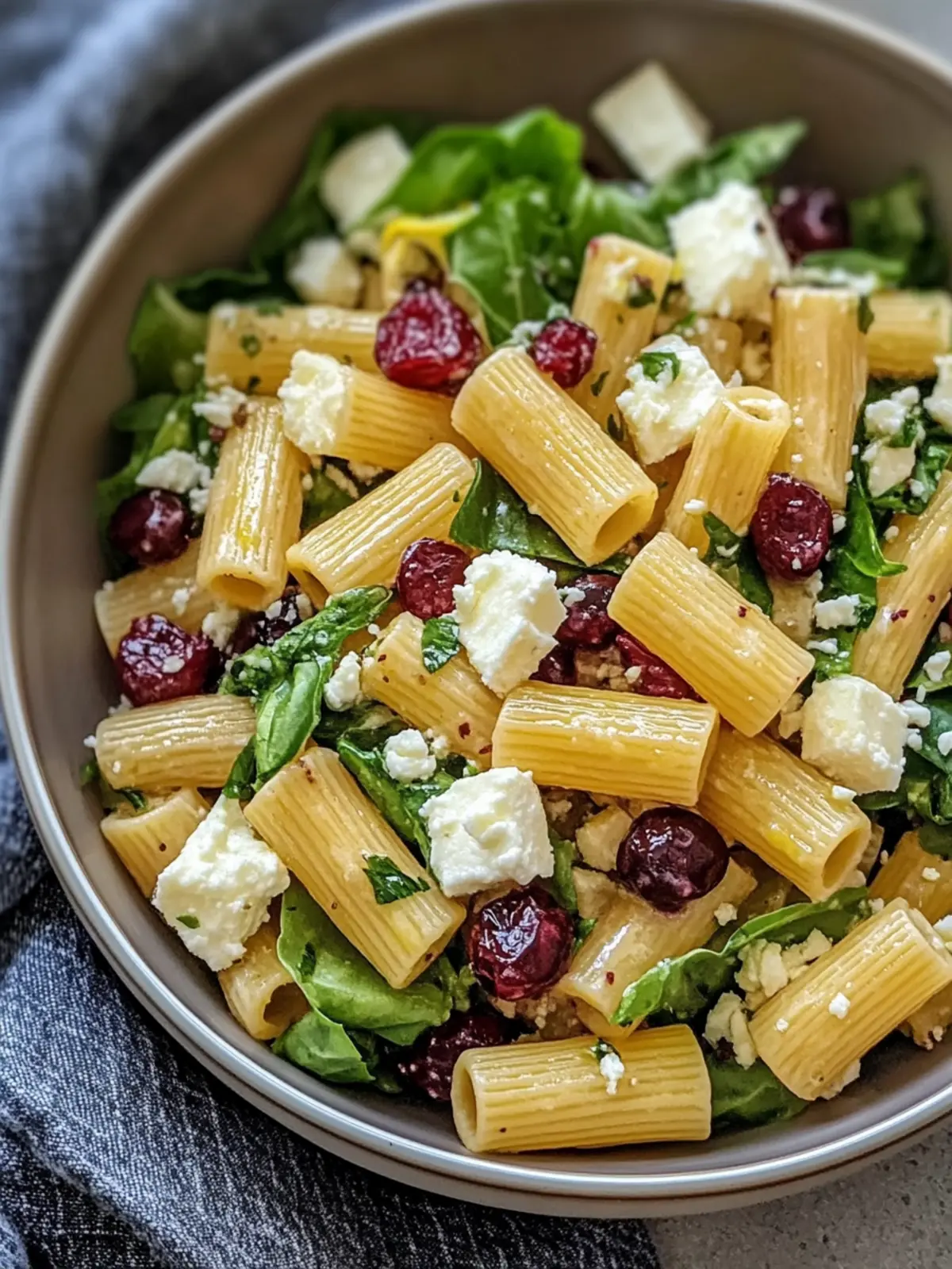 Feta & Cranberry Rigatoni Salad with Zesty Lemon Vinaigrette Delight 4 Feta & Cranberry Rigatoni Salad with Lemon Vinaigrette