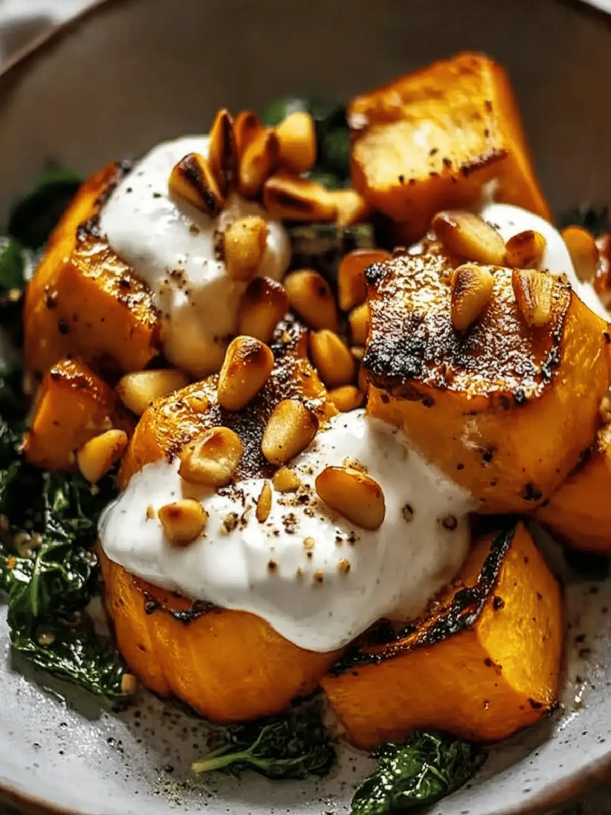 Roasted Pumpkin with Yogurt Sauce and Pine Nuts for Fall Bliss 2 Roasted Pumpkin with Yogurt Sauce and Pine Nuts
