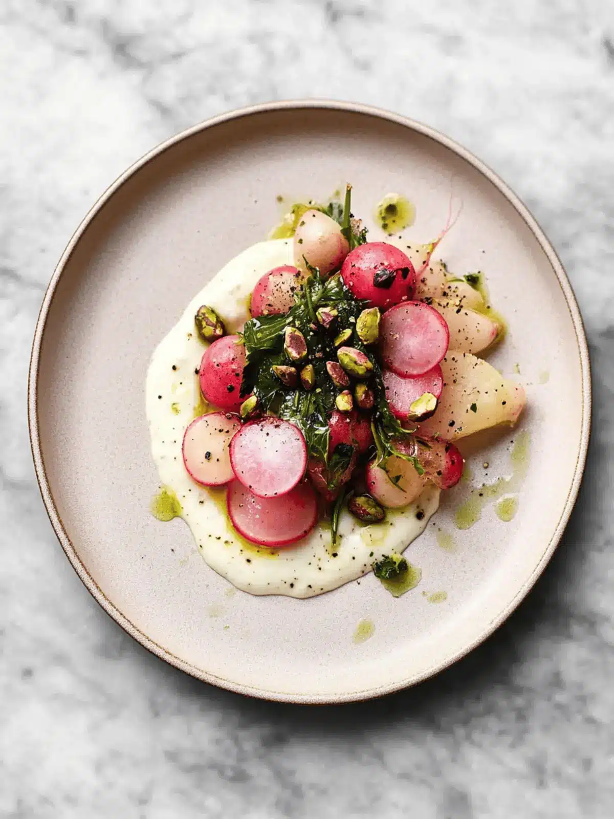 Pan-Fried Radishes with Pistachios and Creamy Miso Sauce 2 Pan-fried radishes, pistachios and yogurt-miso sauce