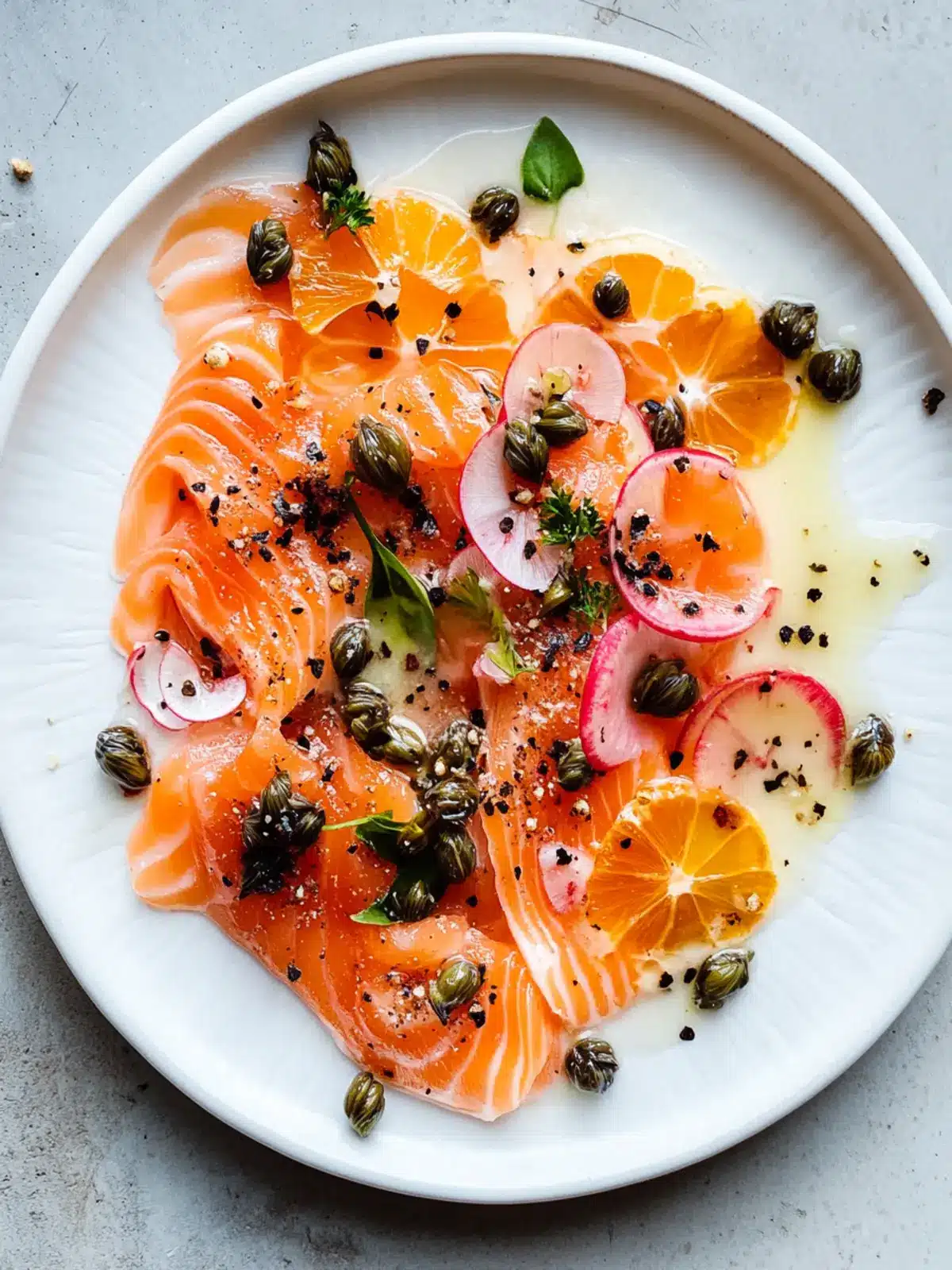Spicy Salmon Crudo with Fried Capers: A Fresh Delight! 3 Spicy Salmon Crudo with Fried Capers