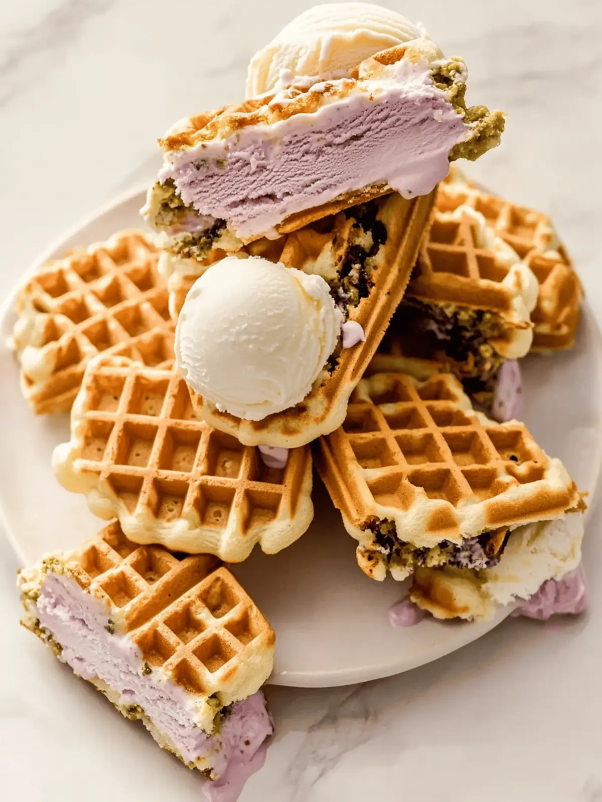Delightful Belgian Waffle Ice Cream Sandwiches to Customize 3 Belgian Waffle Ice Cream Sandwiches