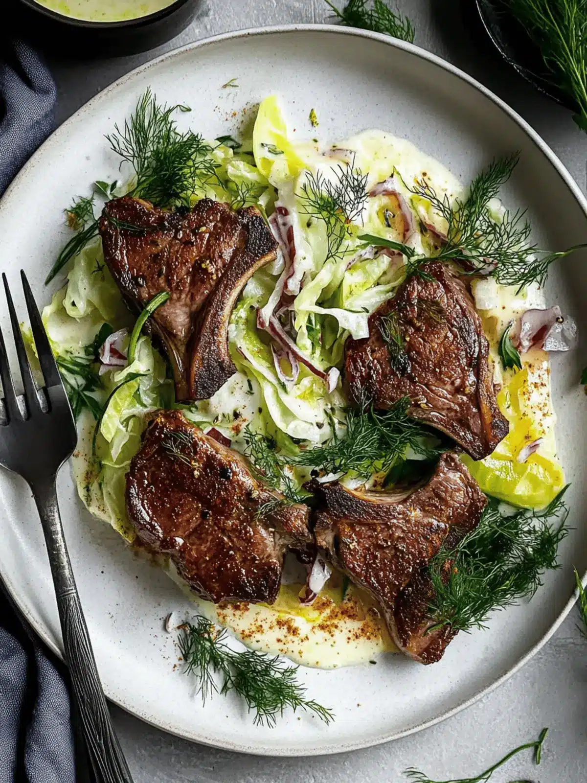 Savory Lamb Chops with Fennel Slaw & Creamy Spiced Yogurt 4 Lamb Chops with Fennel Slaw & Spiced Yogurt