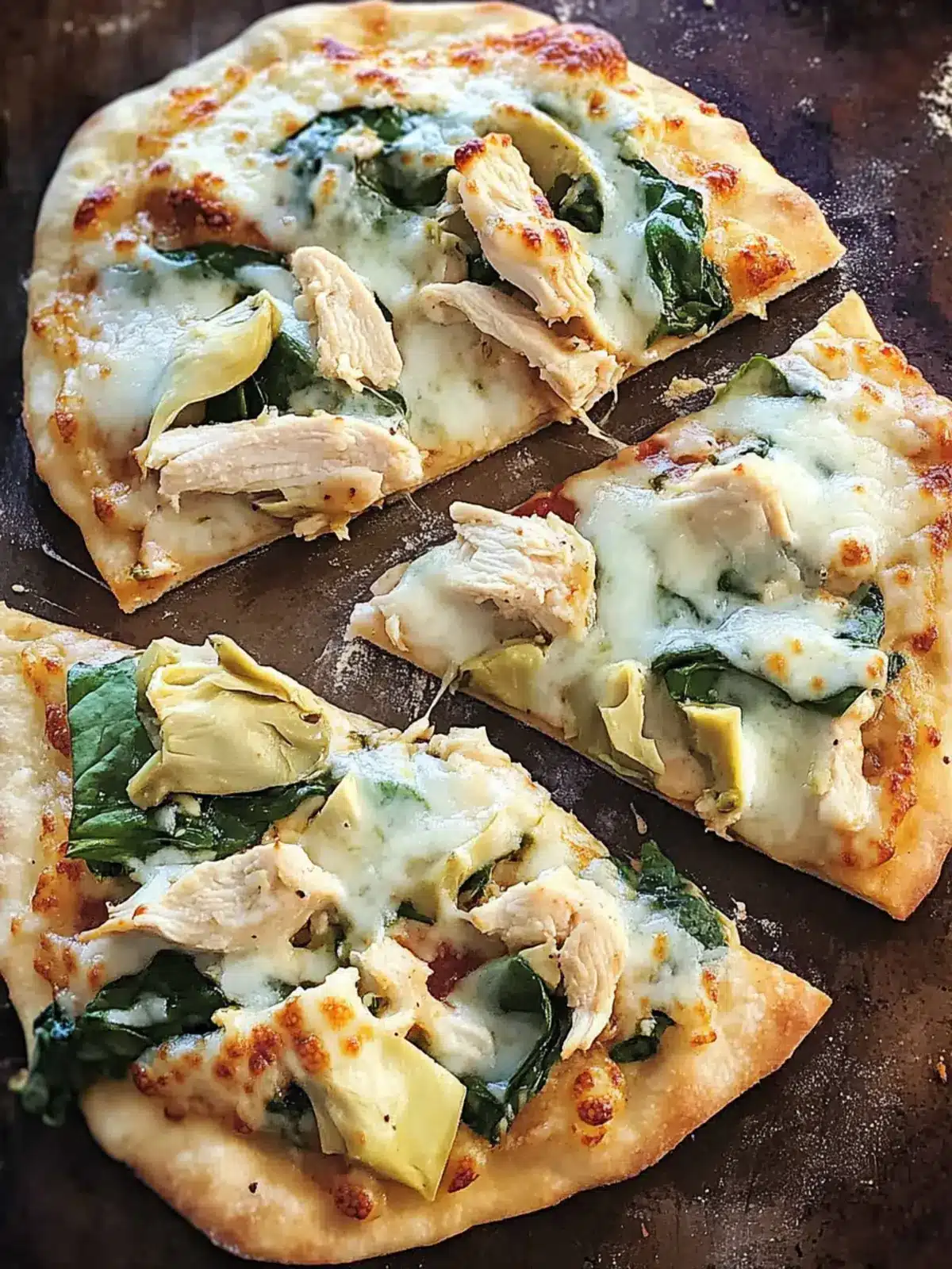 Chicken Spinach Artichoke Pizza on Flatbread Made Easy 3 Chicken Spinach Artichoke Pizza on Flatbread