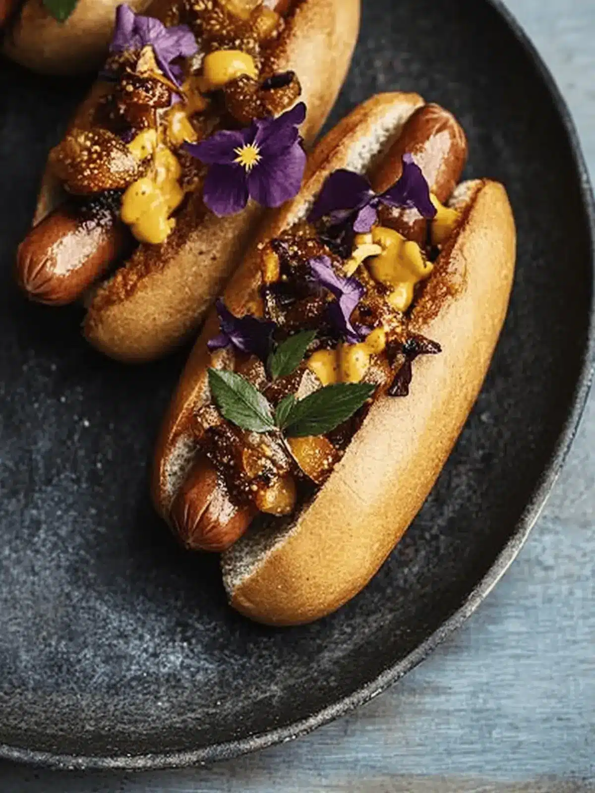 Gourmet Hot Dogs with Pickled Mustard Seeds for Quick Joy 4 Hot dogs with pickled mustard seeds