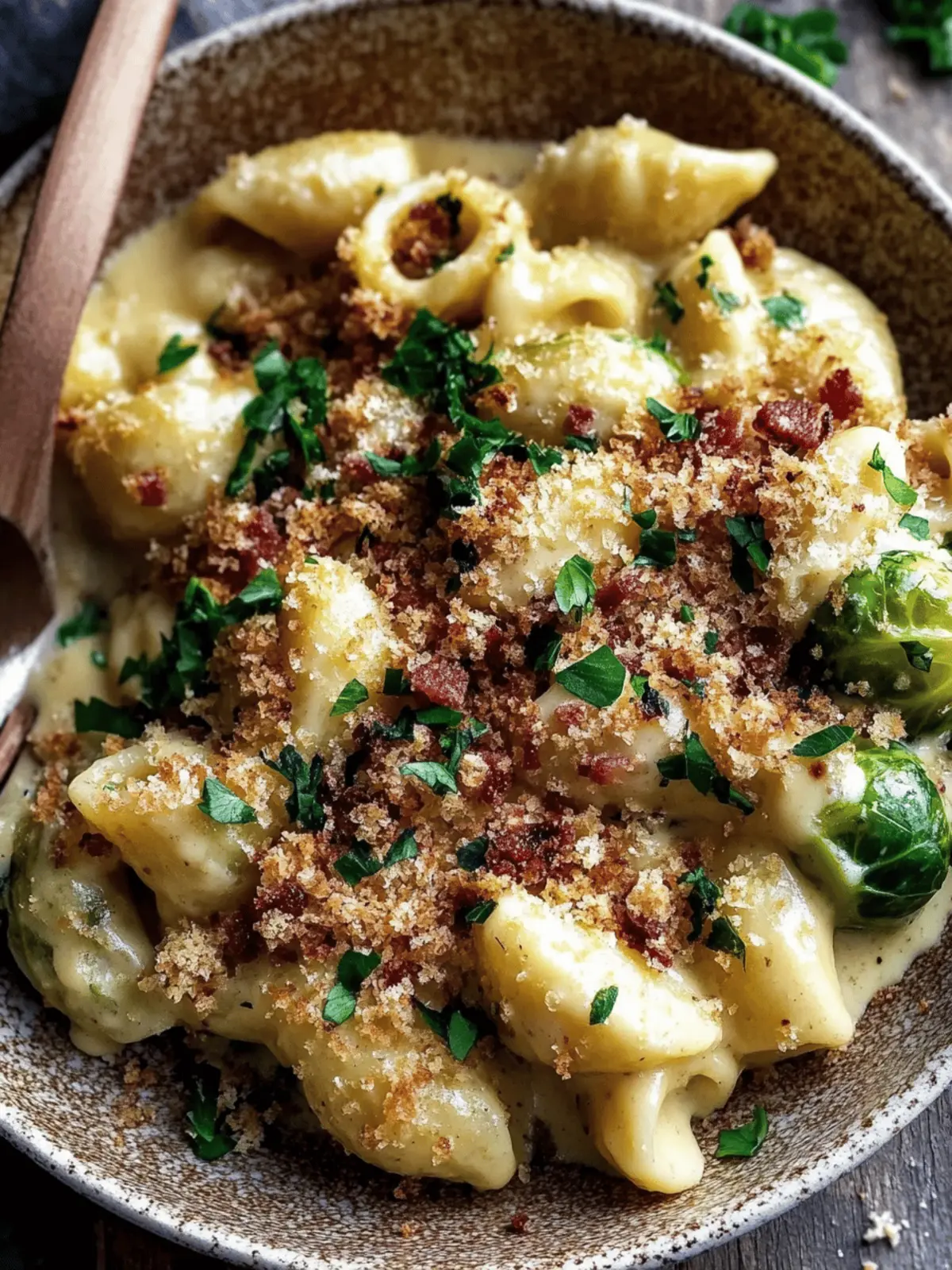 Creamy Mac and Cheese with Brussels Sprouts & Bacon Crunch 3 Mac and Cheese with Brussels Sprouts & Bacon Breadcrumbs