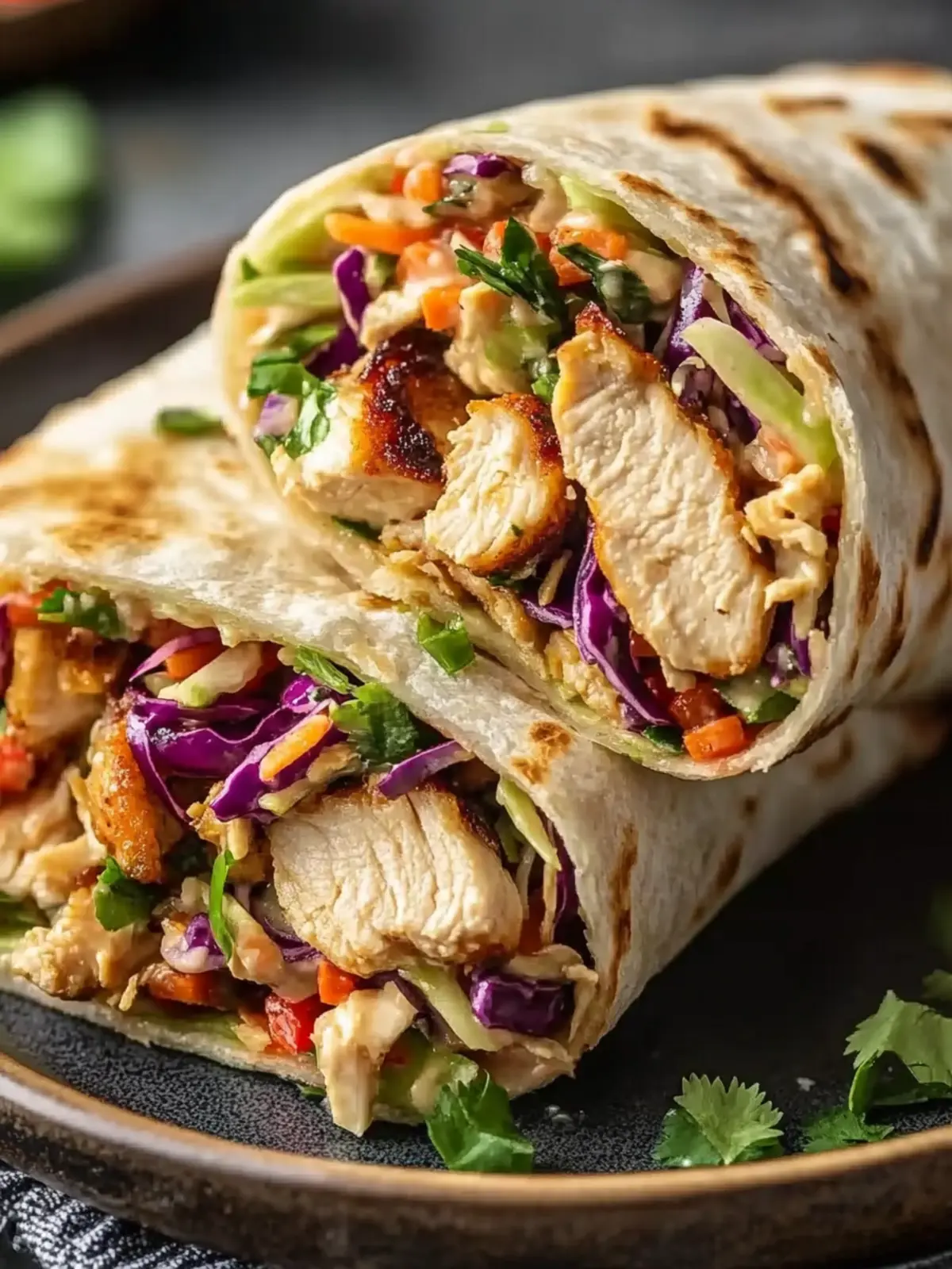 Delicious Thai Chicken Wrap with Crunchy Asian Slaw Recipe 2 Thai Chicken Wrap with Crunchy Asian Slaw