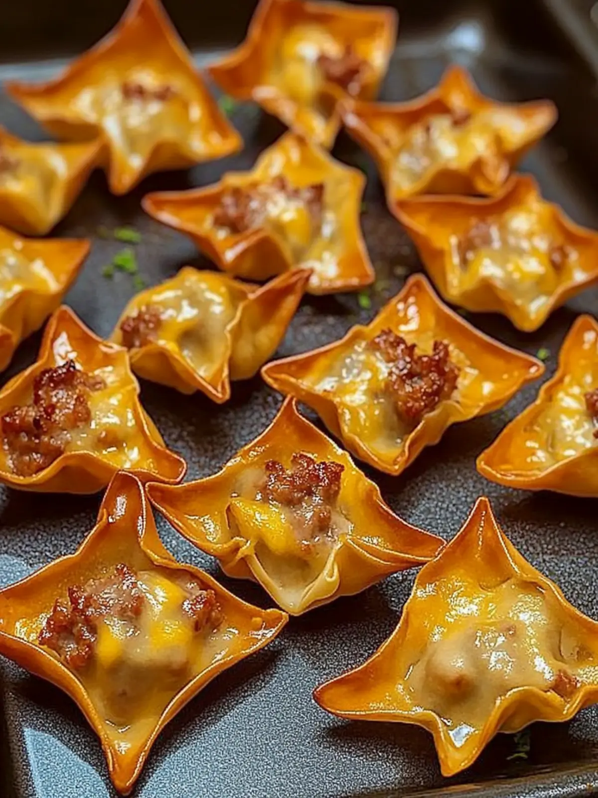 Baked Sausage and Cheese Mini Wontons: Irresistibly Crunchy Treats 4 Baked Sausage and Cheese Mini Wontons
