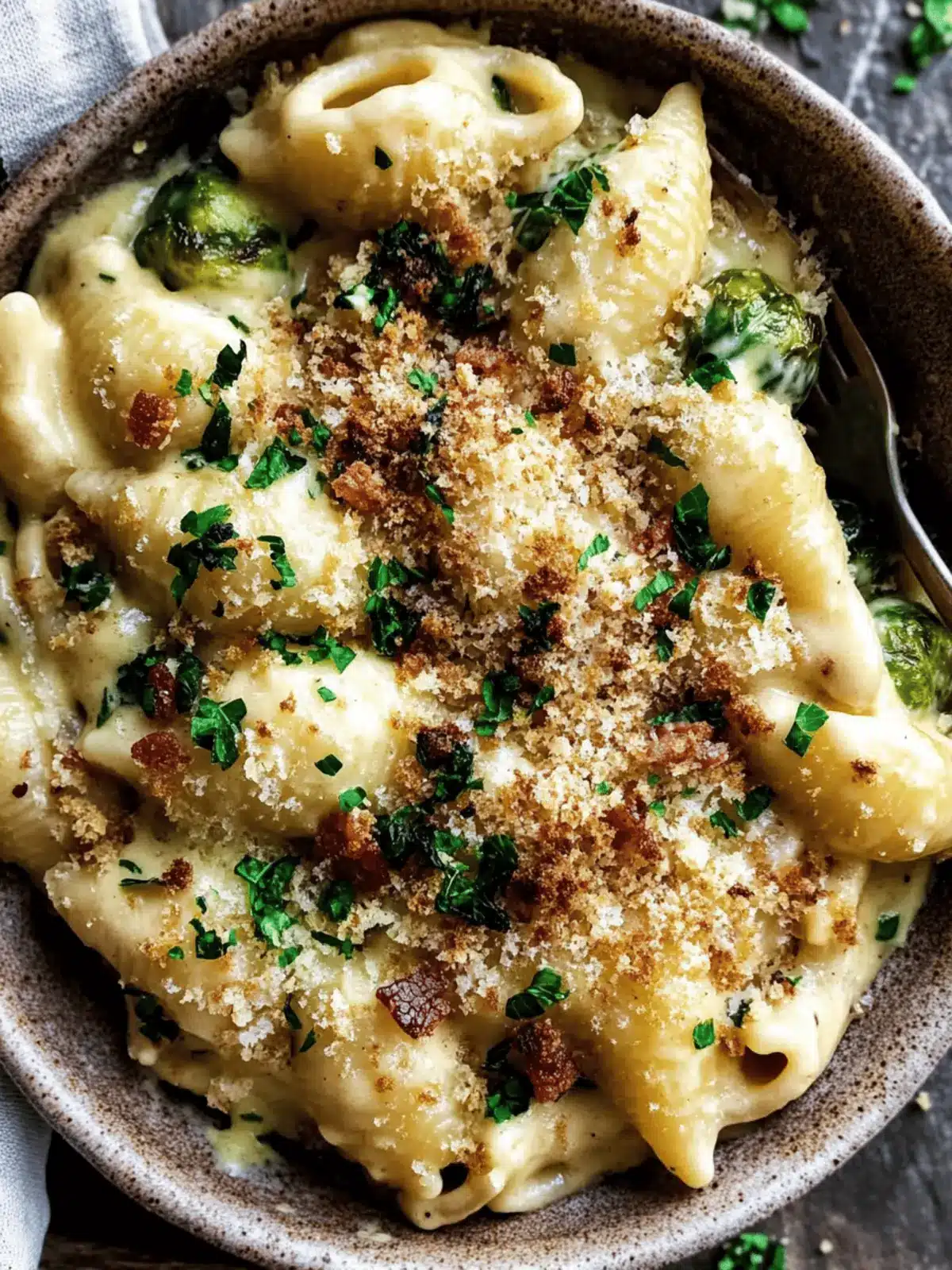 Creamy Mac and Cheese with Brussels Sprouts & Bacon Crunch 2 Mac and Cheese with Brussels Sprouts & Bacon Breadcrumbs