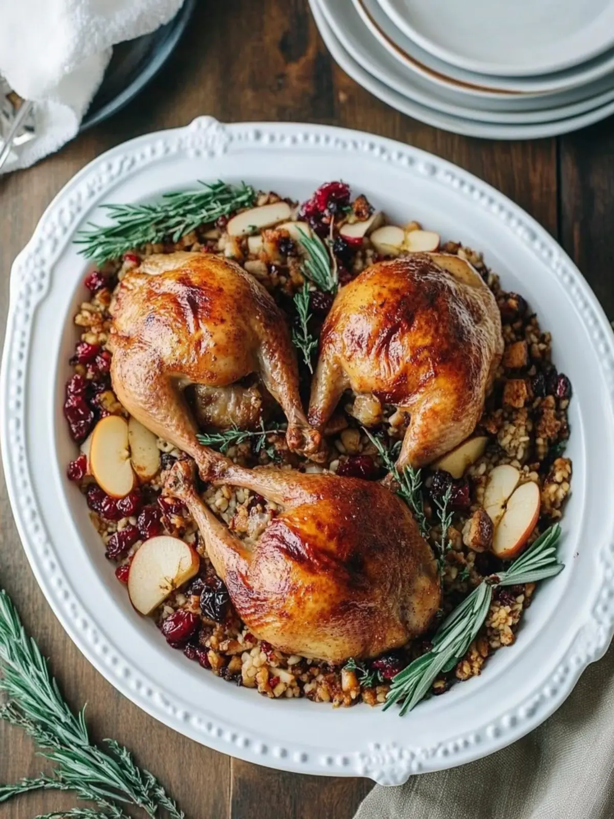 Savory Cornish Hens with Apple-Cranberry Rice Stuffing Delight 3 Cornish Hens with Apple-Cranberry Rice Stuffing
