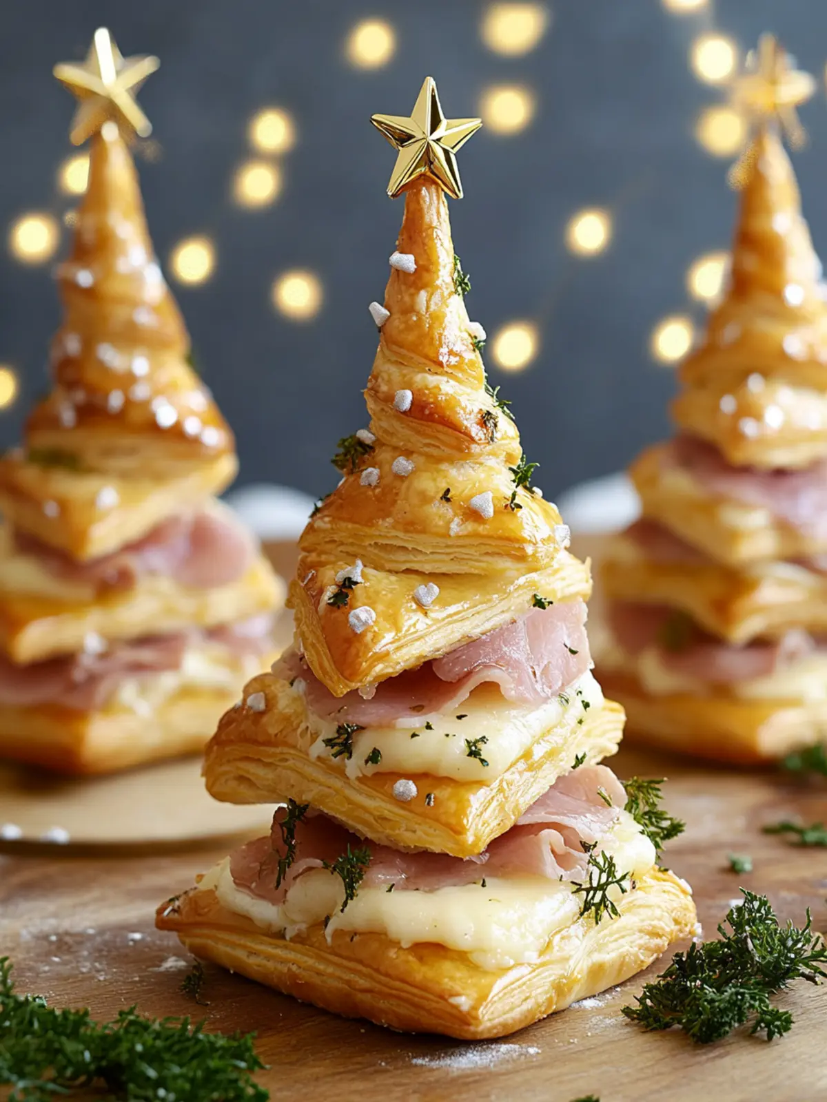 Ham & Cheese Puff Pastry Christmas Trees: A Festive Treat! 3 HAM & CHEESE PUFF PASTRY CHRISTMAS TREES