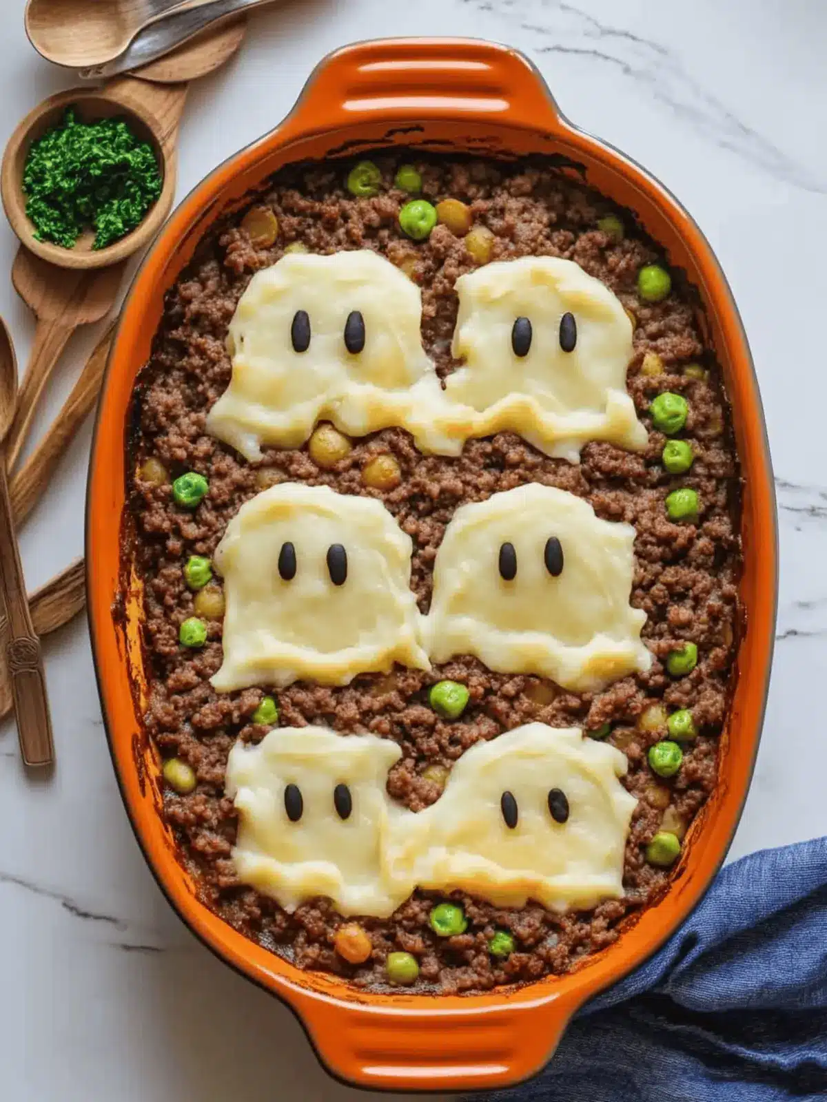 Creepy Shepherd's Pie: Ghost Potatoes for Spooky Comfort! 3 Creepy Shepherd s Pie (Ghost Potatoes!)