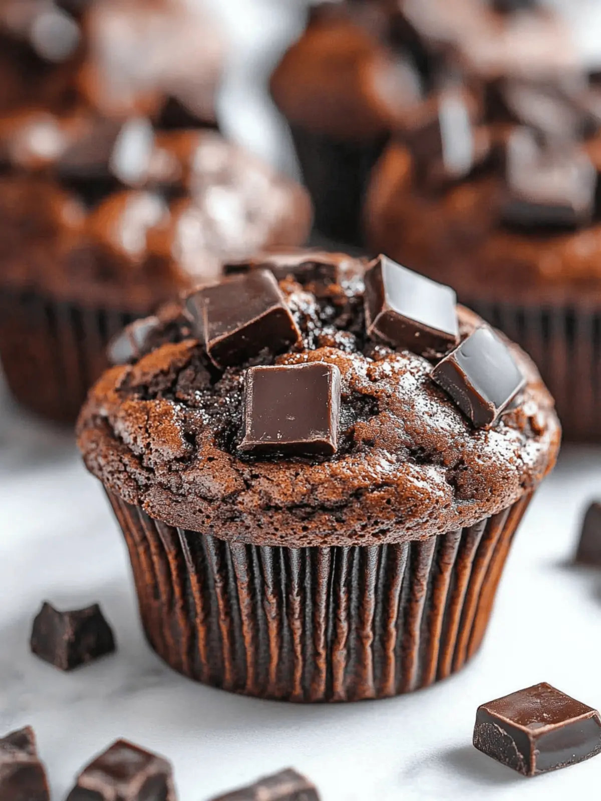 Irresistible Fluffy Double Chocolate Chunk Muffins Recipe 3 Fluffy Double Chocolate Chunk Muffins